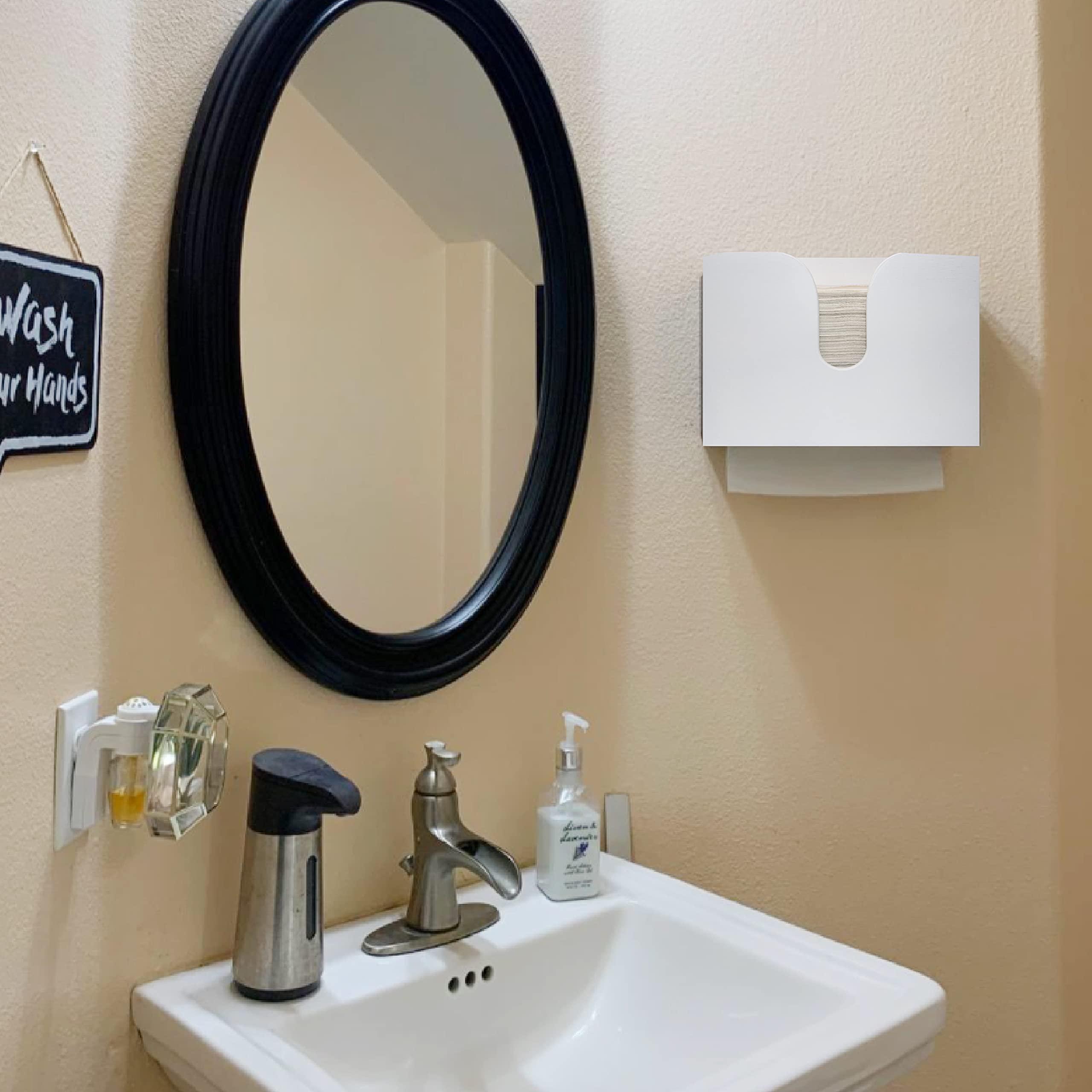 Eco-Friendly Bamboo Paper Towel Dispenser - Wall Mount & Countertop Kitchen & Bathroom Organizer - Holds Multifold, C-Fold & Trifold Paper Towels - Perfect for Home, Office & Restaurant Use