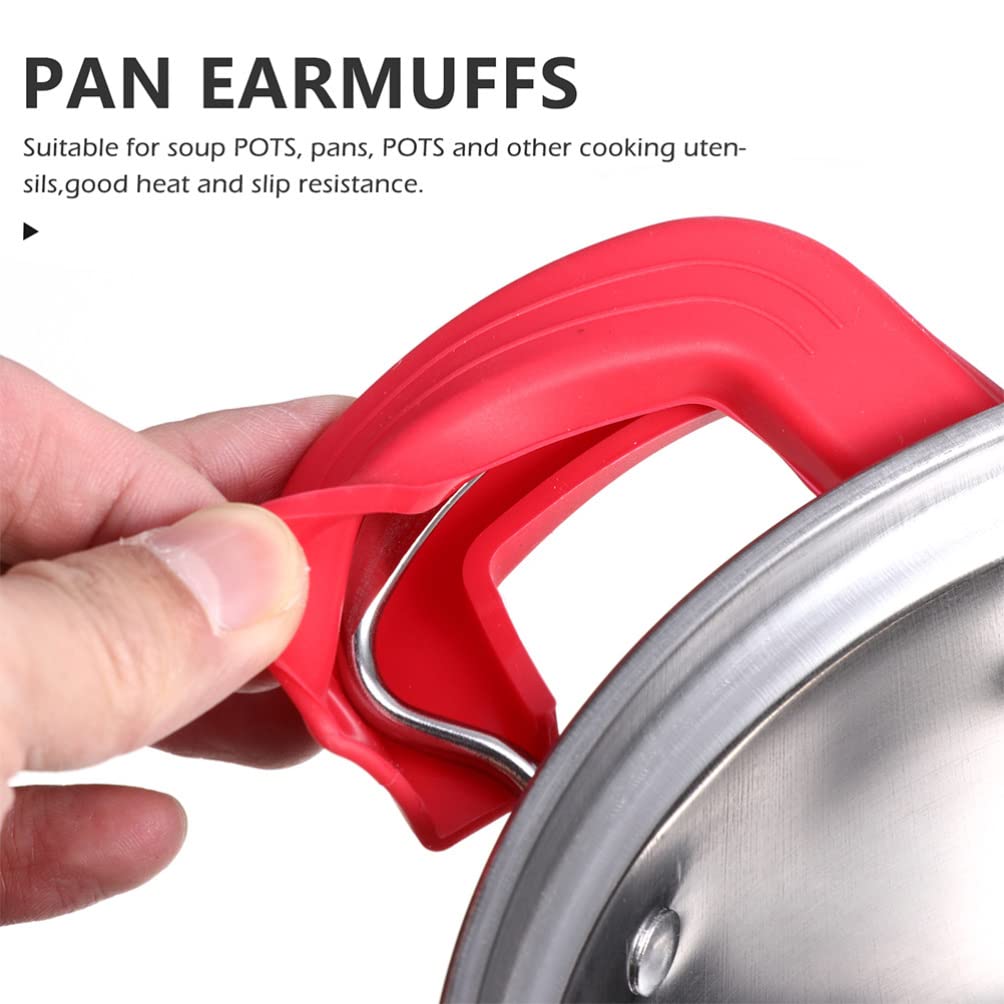 6-Piece Silicone Pot Handle Covers - Heat Resistant Sleeves for Woks, Soup Pots & Pans - Red Kitchen Accessories for Safe Cooking & Serving