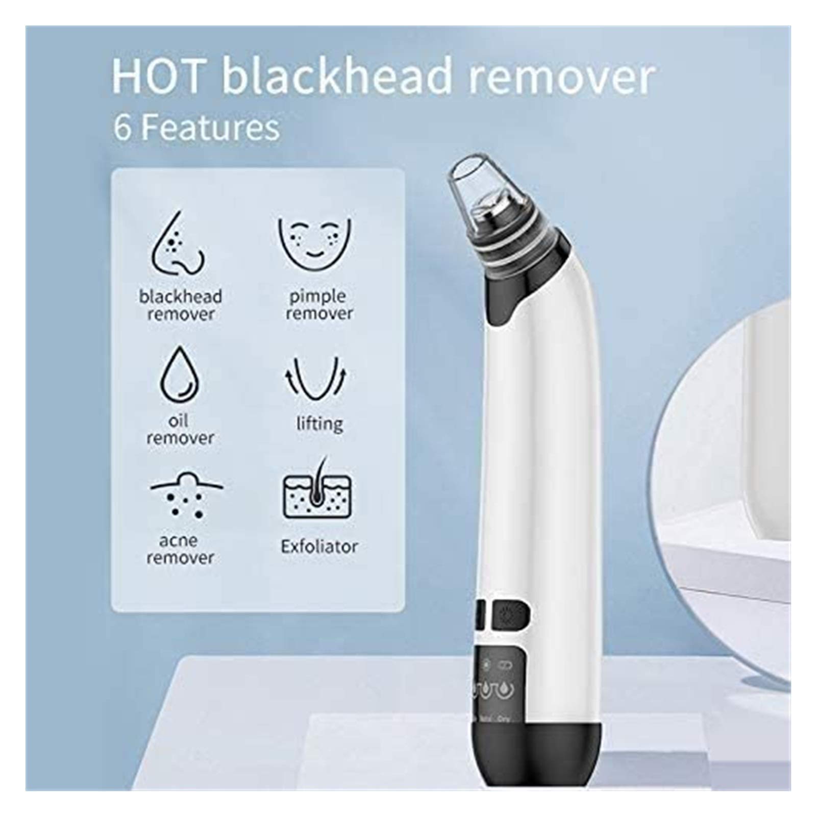 Electric Blackhead Remover Kit - USB Rechargeable Facial Pore Cleanser & Acne Extractor Tool with LED Display | Professional Blackhead Suction for Clear Skin | Perfect for Daily Skincare Routine & Spa Treatments