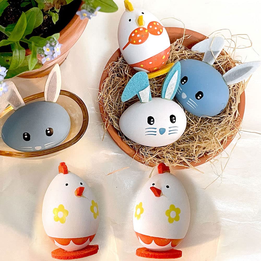 Handmade Easter Eggs Decorations - Rabbit & Chicken Themed Easter Basket Stuffers for Toddlers, Kids Party Favors & Spring Home Decor - Perfect for Easter Celebrations, Baby Showers & Seasonal Gifting