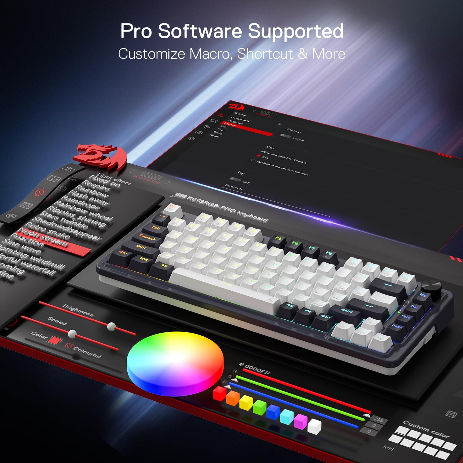 Redragon K673 PRO 75% Wireless RGB Gaming Keyboard | 3-Mode Hot-Swap Mechanical for PC Gaming