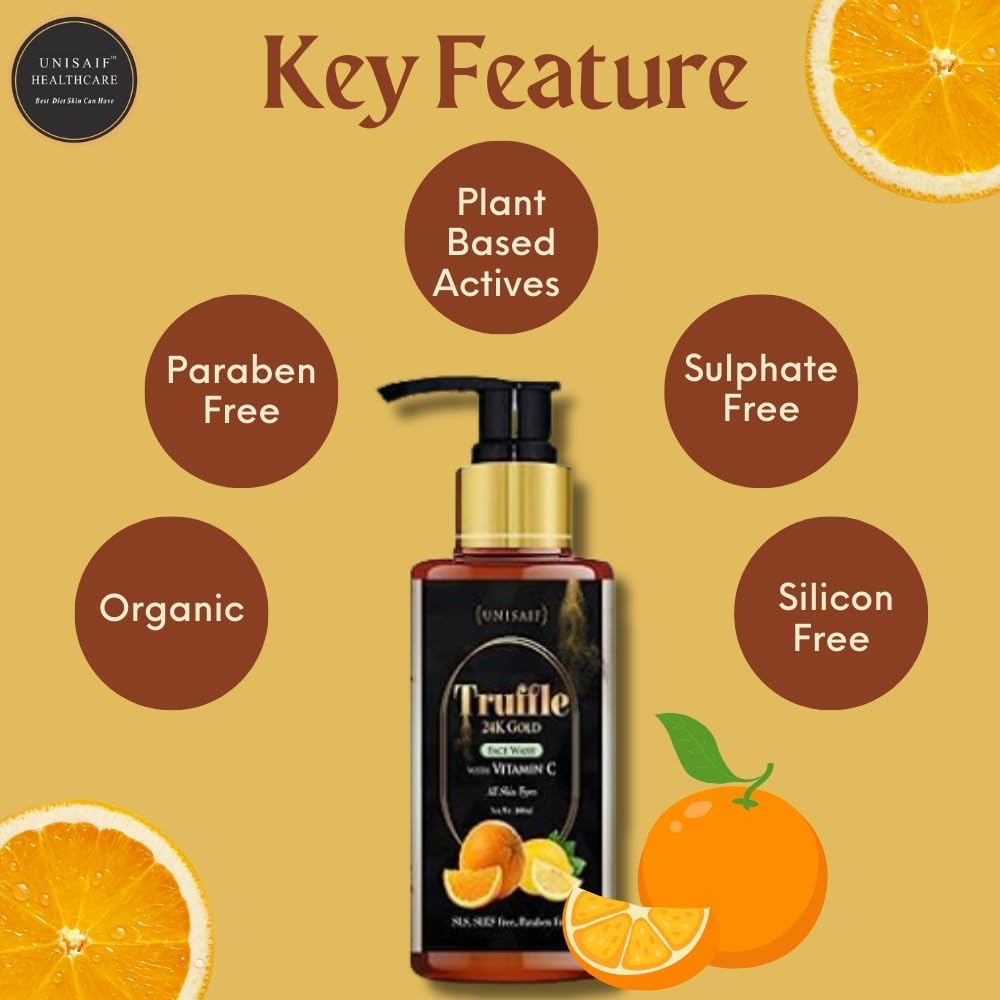 Truffle Vitamin C Face Wash for Men & Women - Deep Cleansing, Hydrating & Exfoliating Facial Cleanser with Natural Truffle Extract | Brightens & Revitalizes Skin | 100ml | Perfect for Daily Skincare Routine & Acne-Prone Skin
