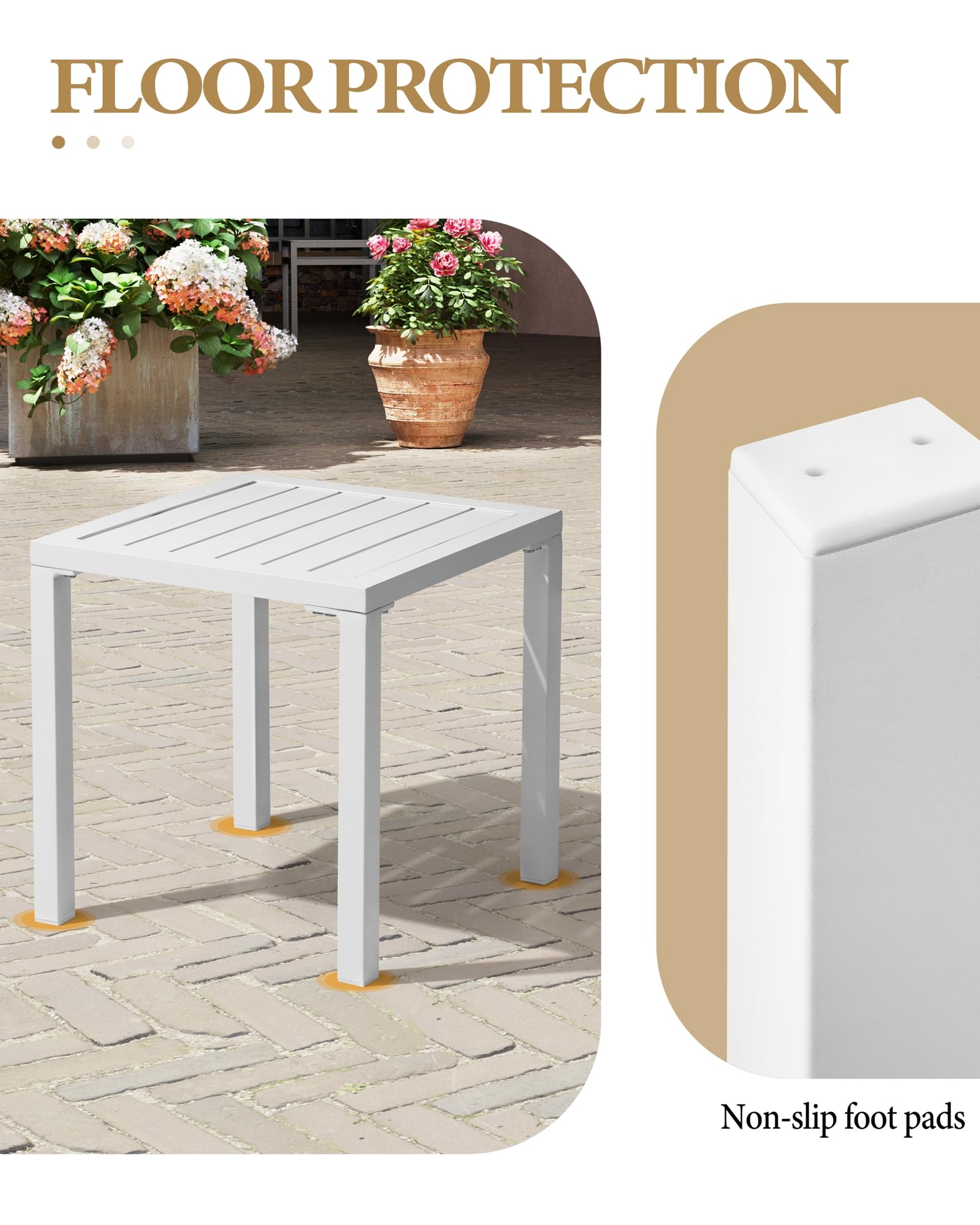 Crestlive 2-Pack Aluminum Outdoor Side Tables - Weather Resistant Square End Tables for Pool, Patio, Garden, Deck & Porch - Perfect for Lounging, Coffee & Outdoor Entertaining