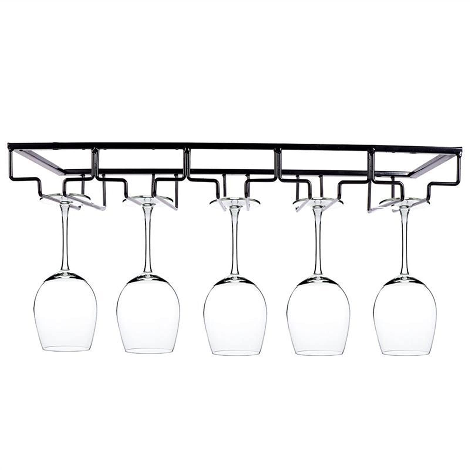 AISHANBAIHUODIAN Black 5-Slot Iron Art Glass Cup Holder - Durable Wine Glass Rack & Hanger for Bar, Kitchen, or Home Decor - Perfect for Organizing Stemware and Saving Counter Space