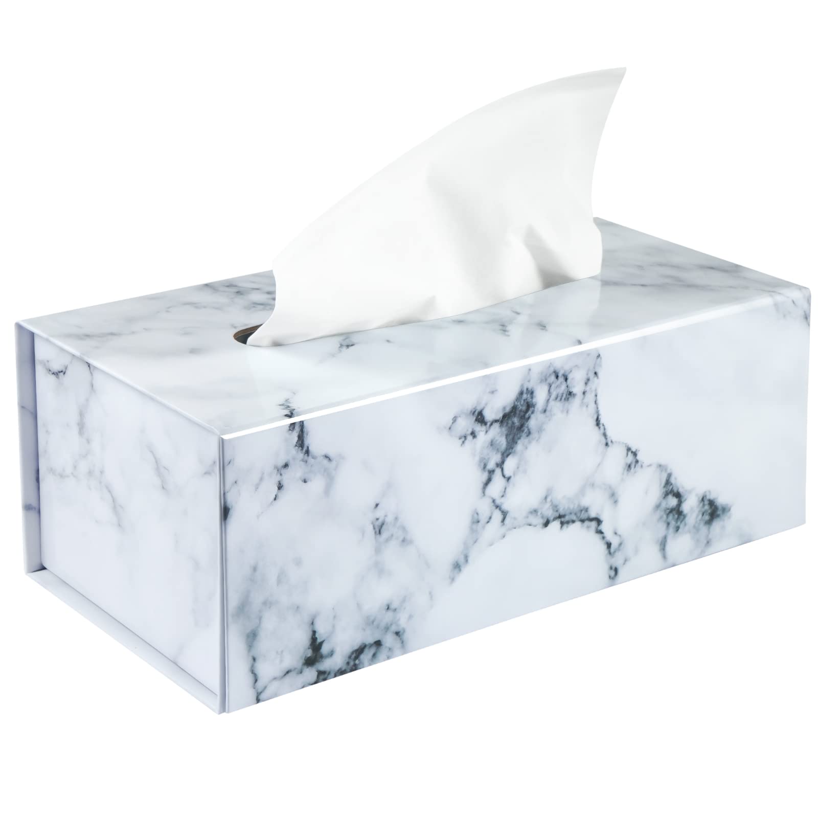 Elegant Marble Tissue Box Cover - Rectangular Facial Tissue Holder for Dresser, Bathroom & Home Decor | Stylish Tissue Dispenser for Desks, Nightstands, Cars & Office Use | Perfect for Modern Living Spaces & Gift Giving