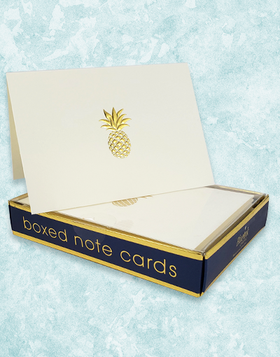 Golden Pineapple Embossed Note Cards Set - Elegant Thank You Cards & Greeting Cards for Wedding, Birthday, Thank You Notes - Perfect for Stationery Lovers & Gift Giving