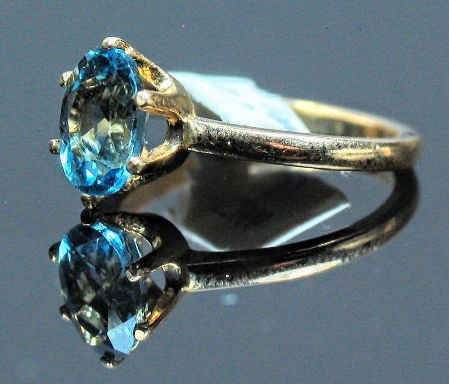 14K Solid Gold or Sterling Silver Swiss Blue Topaz Solitaire Ring - Yellow, White, Rose Gold Options - Custom Sizes 5-8 - Elegant Jewelry for Engagement, Anniversary & Special Occasions