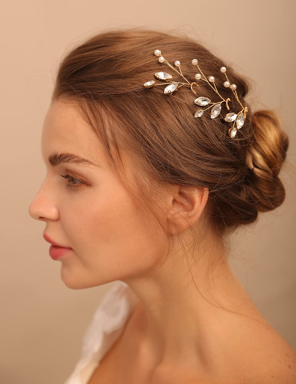 Elegant Silver Pearl Rhinestone Bridal Hair Pins - Handmade Wedding Hair Accessories for Brides & Women (3PCS Set, Gold) | Perfect for Wedding, Prom, Party & Special Occasions