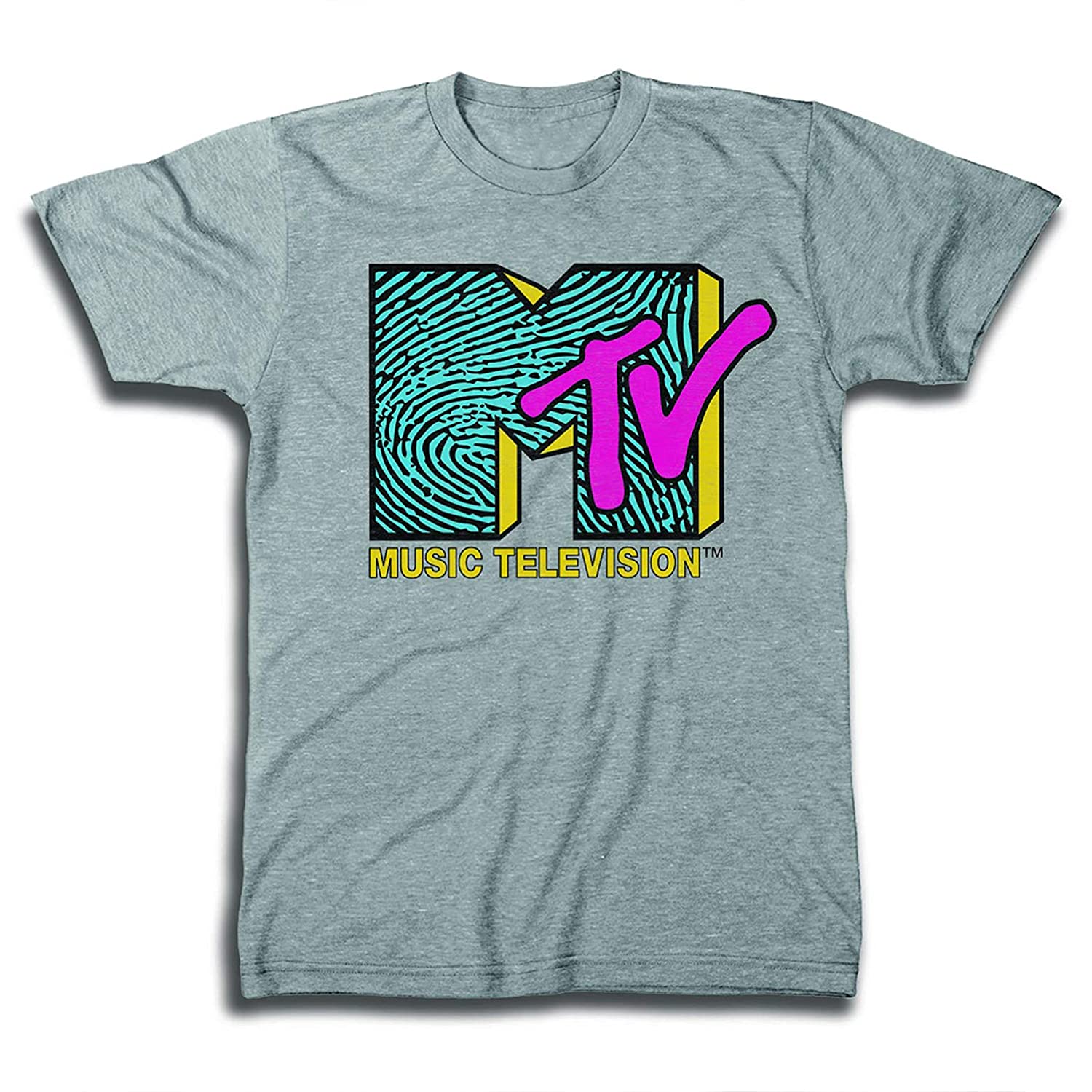 MTV Men's 1980s Fingerprint T-Shirt - Retro Vintage Style for Parties & Concerts