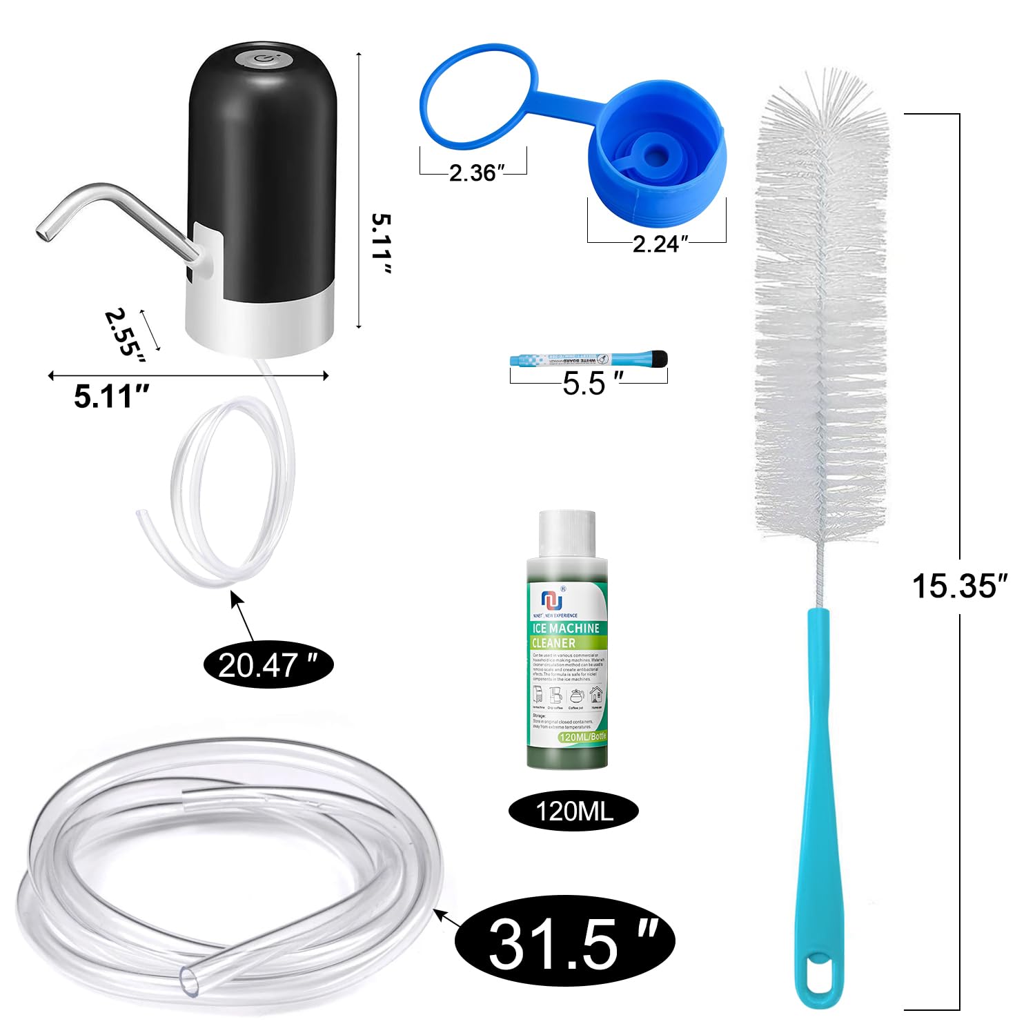 NUNET 3-in-1 Portable Countertop Ice Maker & Hot/Cold Water Dispenser - 44lbs Daily Ice Production, 5 Gallon Capacity, 4lb Ice Storage with Cleaning Kit & Water Pump - Perfect for Home, Office, RV, and Outdoor Use