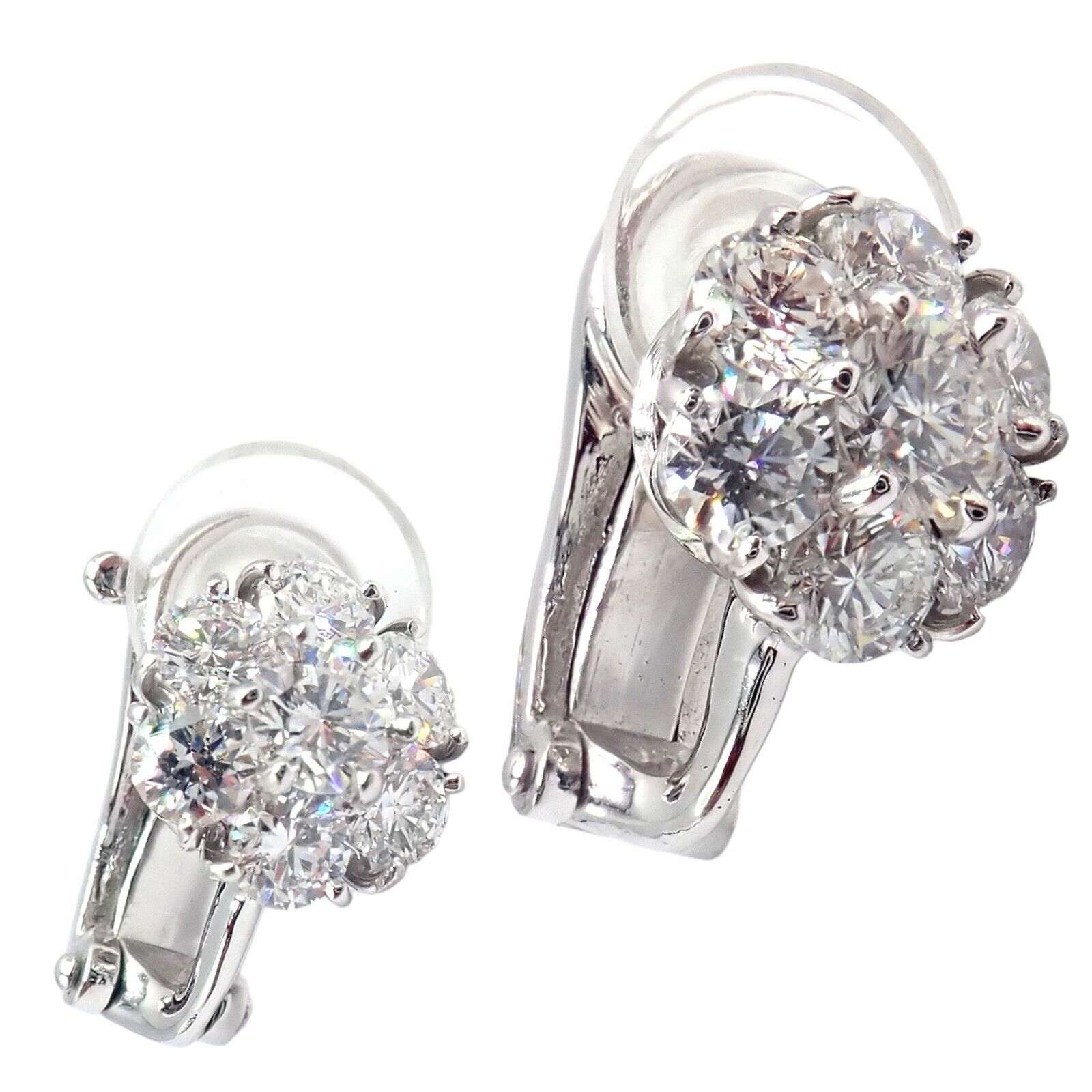 Van Cleef & Arpels Platinum Diamond Fleurette Flower Earrings - Luxury Diamond Stud Earrings for Women, Perfect for Weddings, Parties & Special Occasions