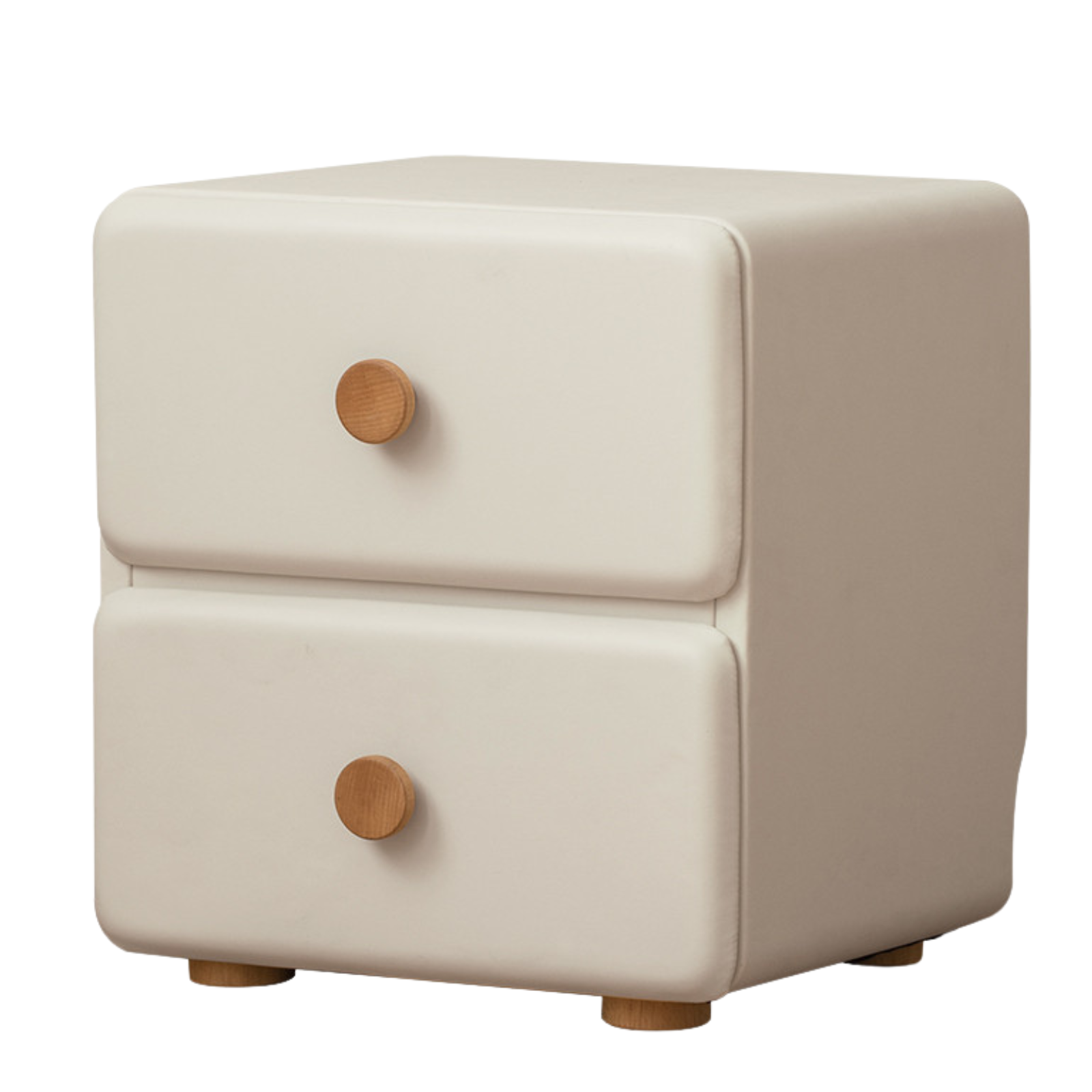 Organic Leather Cream Kids Nightstand - Stylish & Durable Bedside Table for Children's Room | Perfect for Bedrooms, Nurseries & Playrooms