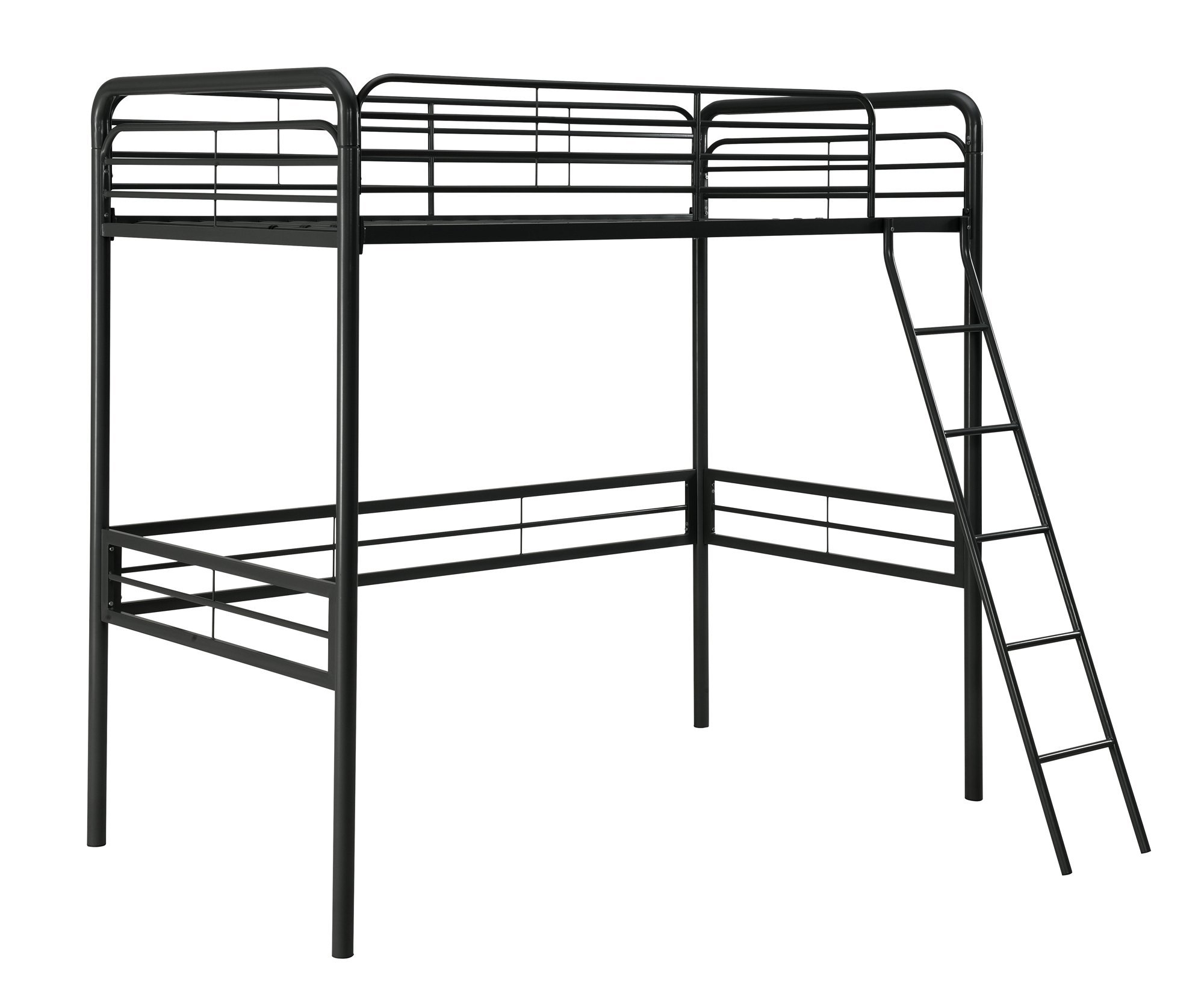 DHP Simple Metal Loft Bed Frame with Ladder, Twin Size Black Space-Saving Design for Kids & Teens - Perfect for Small Bedrooms, Dorms & Studio Apartments