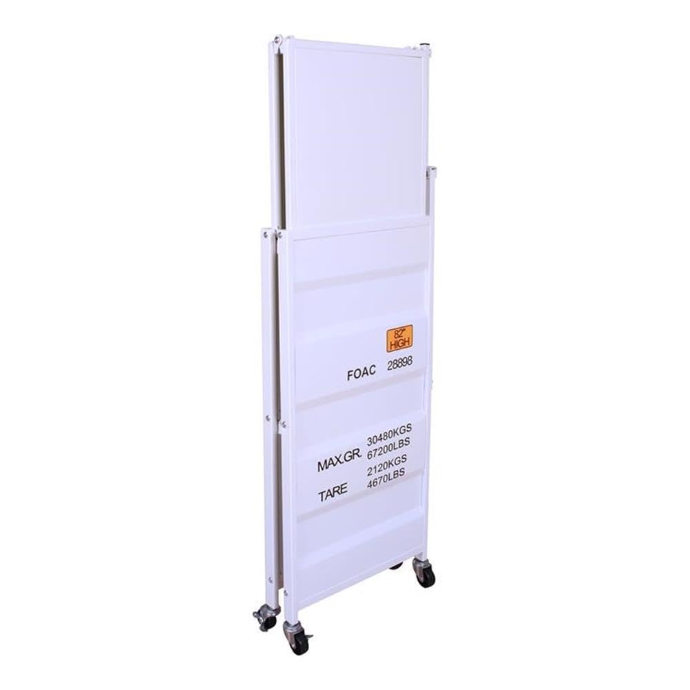 Furniture of America Lionna White Metal Folding Bookcase with Wheels - Portable Storage Solution for Home Office, Dorm Room & Small Spaces