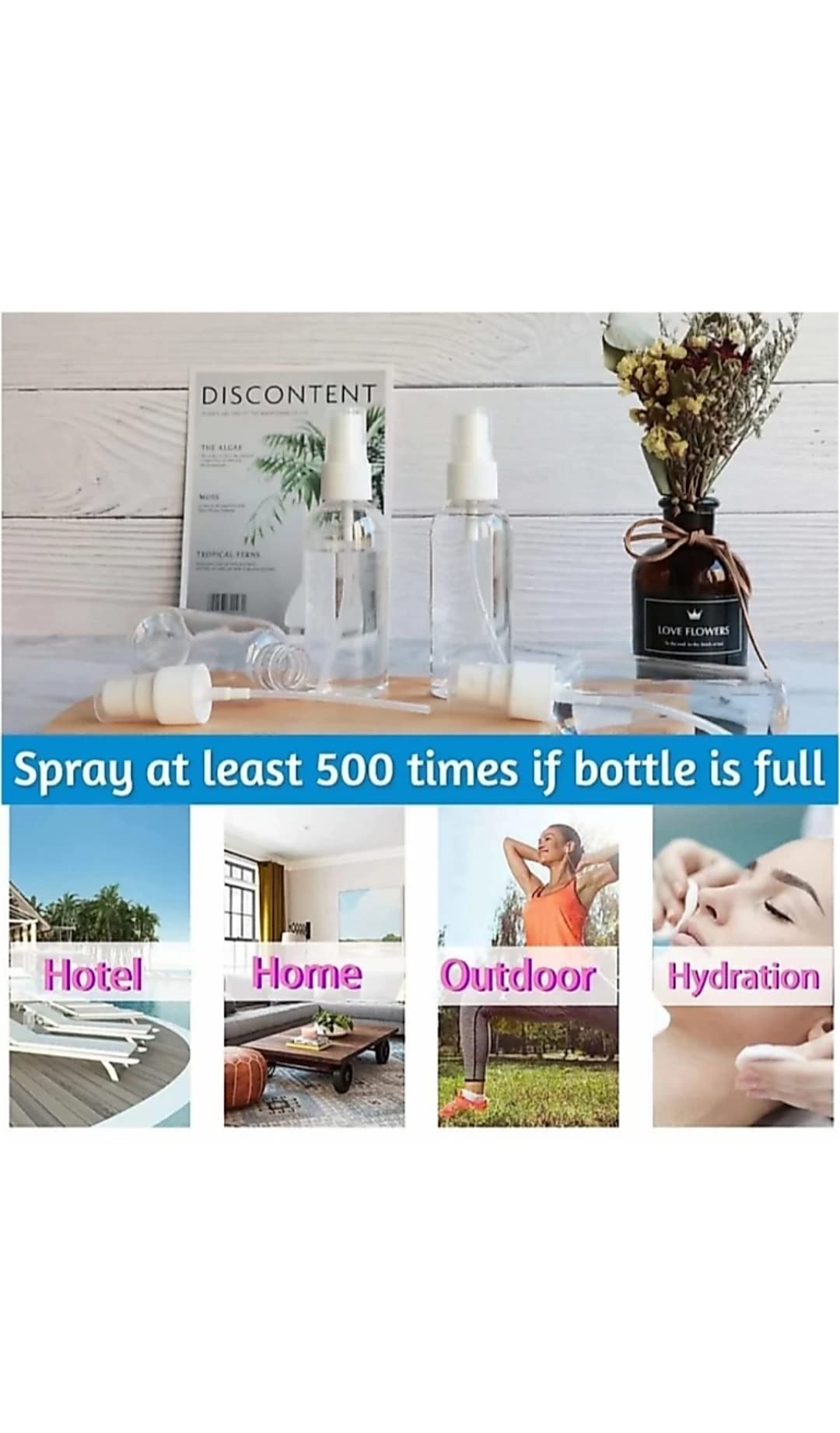Truvik 5-Pack Reusable Refillable Clear Plastic Spray Bottles for Cleaning, Gardening, Hair Care & More - Empty Multipurpose Spray Bottles for Home, Office & DIY Projects
