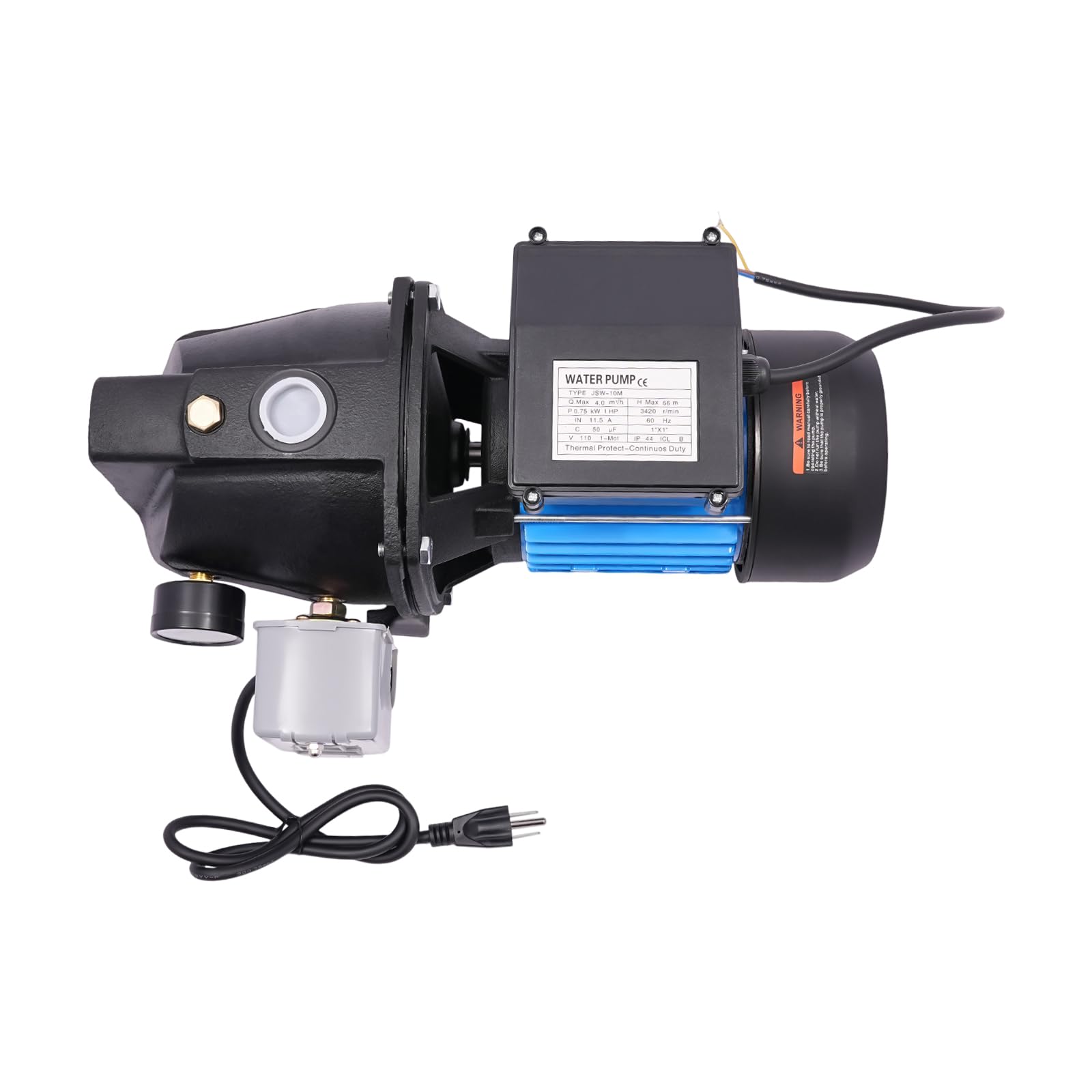 1 HP Shallow Well Pump with Ejector Kit - Cast Iron Jet Water Pump for Home, Farm & Garden Use, 25ft Max Well Depth, 110V Automatic Pressure Switch, Ideal for Lawn Irrigation, Water Transfer & Household Water Supply