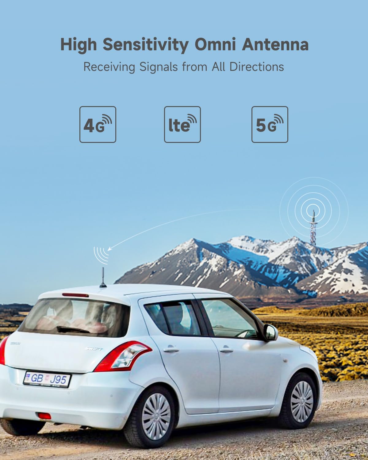 5G 4G LTE Cell Phone Signal Booster for Car, SUV & Truck - Verizon AT&T Band 12/13/17 Coverage | Omni-Directional Roof Antenna, FCC Approved | Easy Installation for Road Trips & Remote Areas
