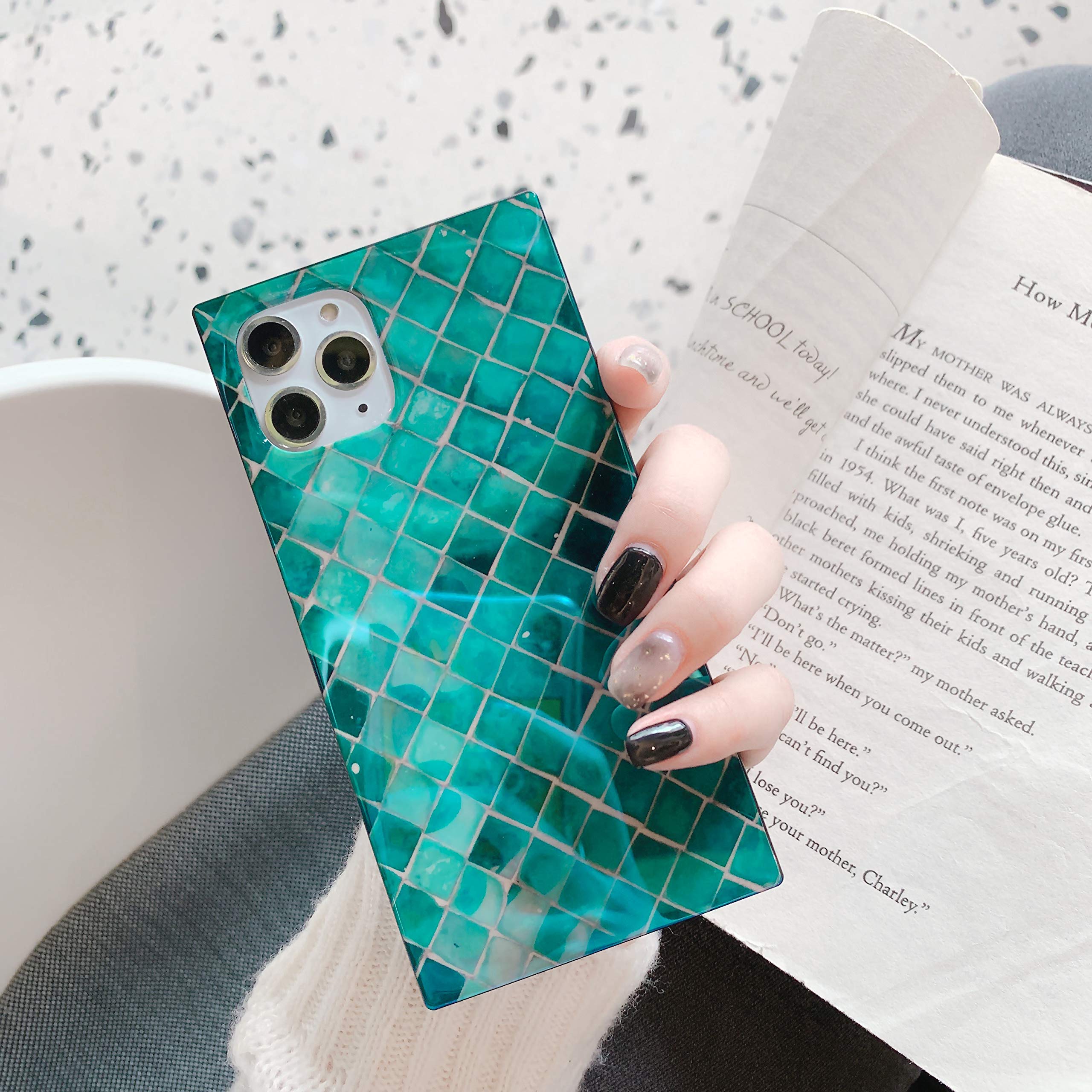 Shimmering Mermaid Scale Phone Case for iPhone 12 Pro Max - Holographic Sea Blue TPU Cover with Emerald Glossy Finish | Perfect for Beach Parties, Summer Outings & Mermaid-Themed Events