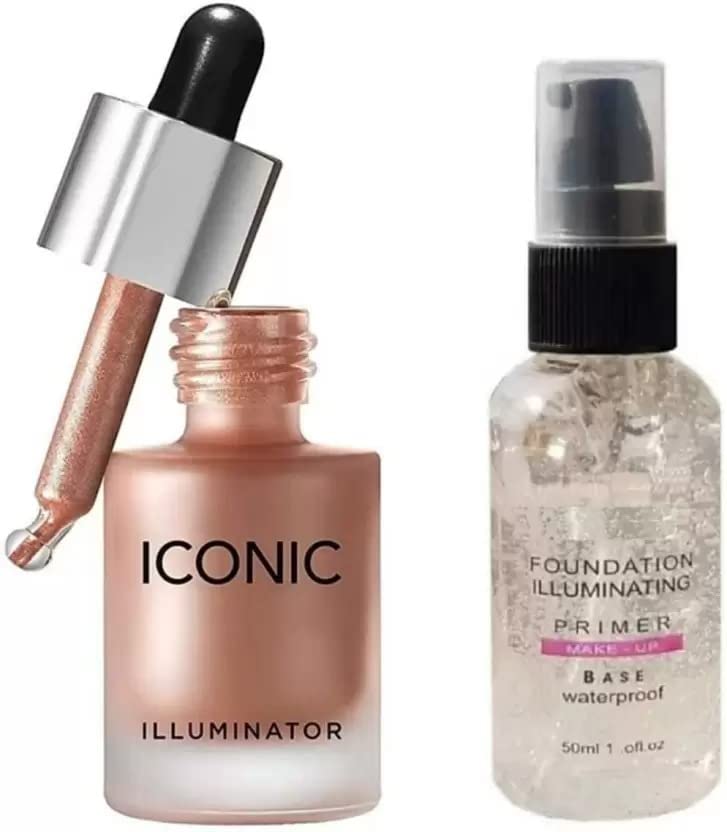 MASTADI Perfect Makeup Primer & Iconic London Illuminator Liquid Highlighter Duo - 2 Pack for Flawless Base & Glowing Skin | Great for Daily Makeup & Special Occasions