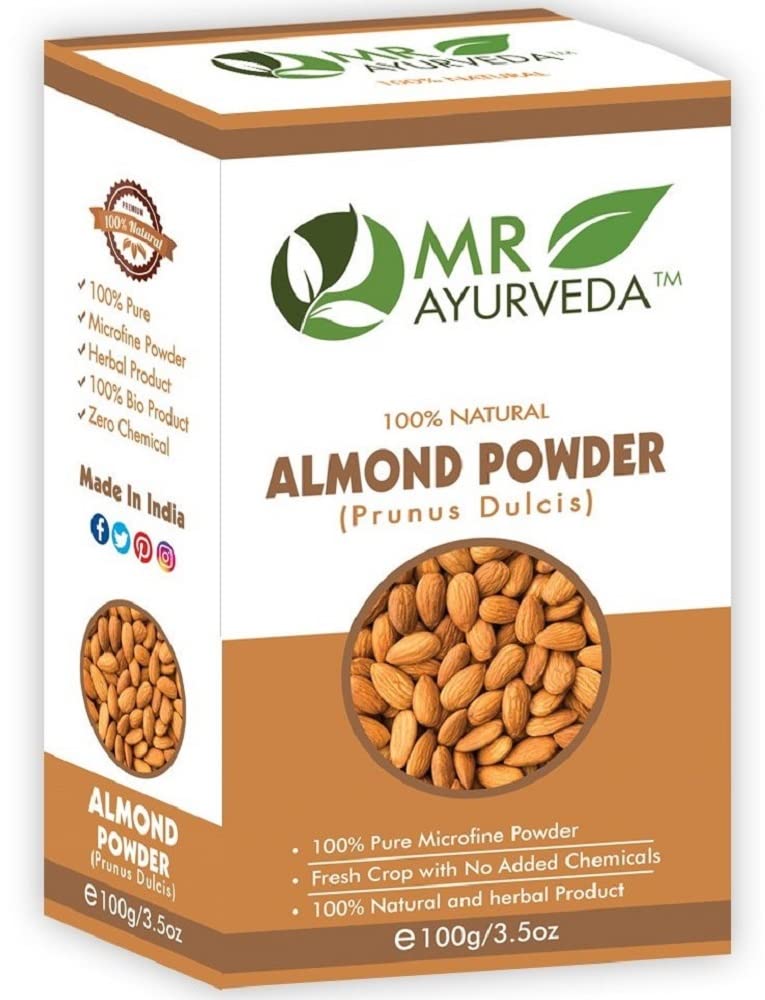 MR Ayurveda 100% Organic Pure Almond Powder (Badam Powder) - 100g | Natural Skin & Hair Care | For Face Masks, Hair Treatments & DIY Beauty Recipes