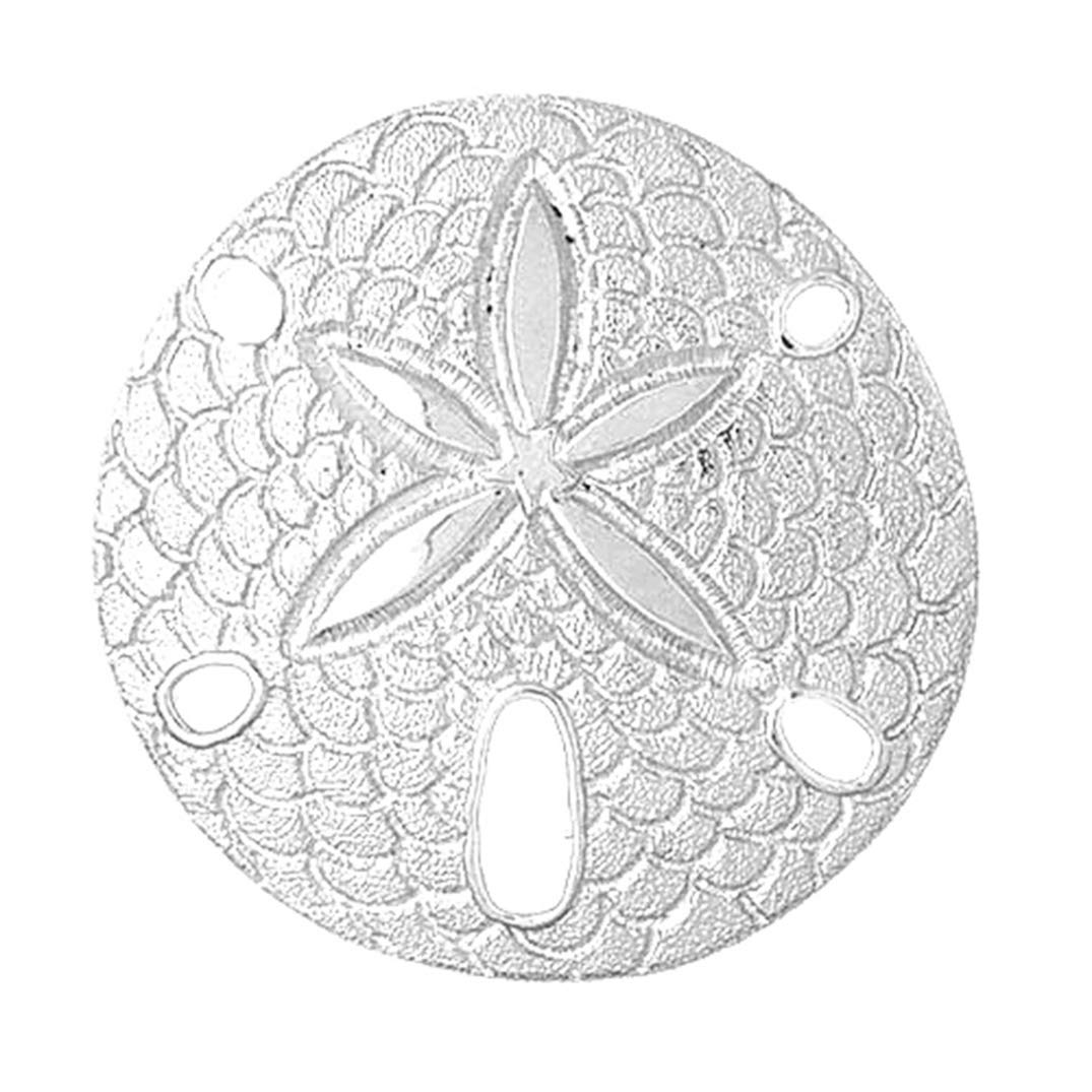 14K White Gold Sand Dollar Pendant Necklace - 18