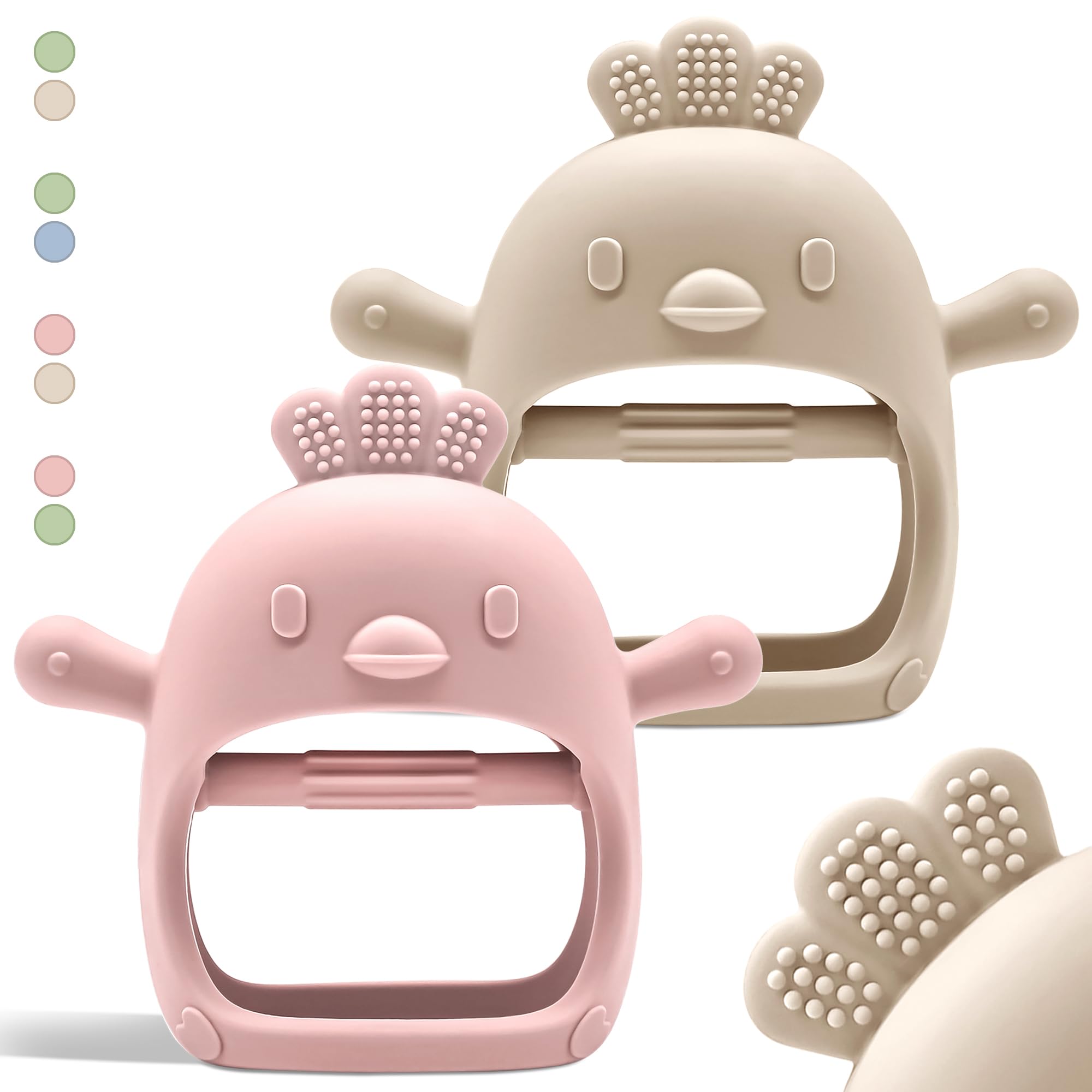 **Komfy LilLove Baby Teething Toys – Non-Toxic, CPC Certified Teething Mitten for Infants 0-12 Months | No-Drop Teether for Soothing Sore Gums | 2-Pack Teething Pacifier & Chew Toy – Perfect for Home, Travel & On-the-Go Relief**