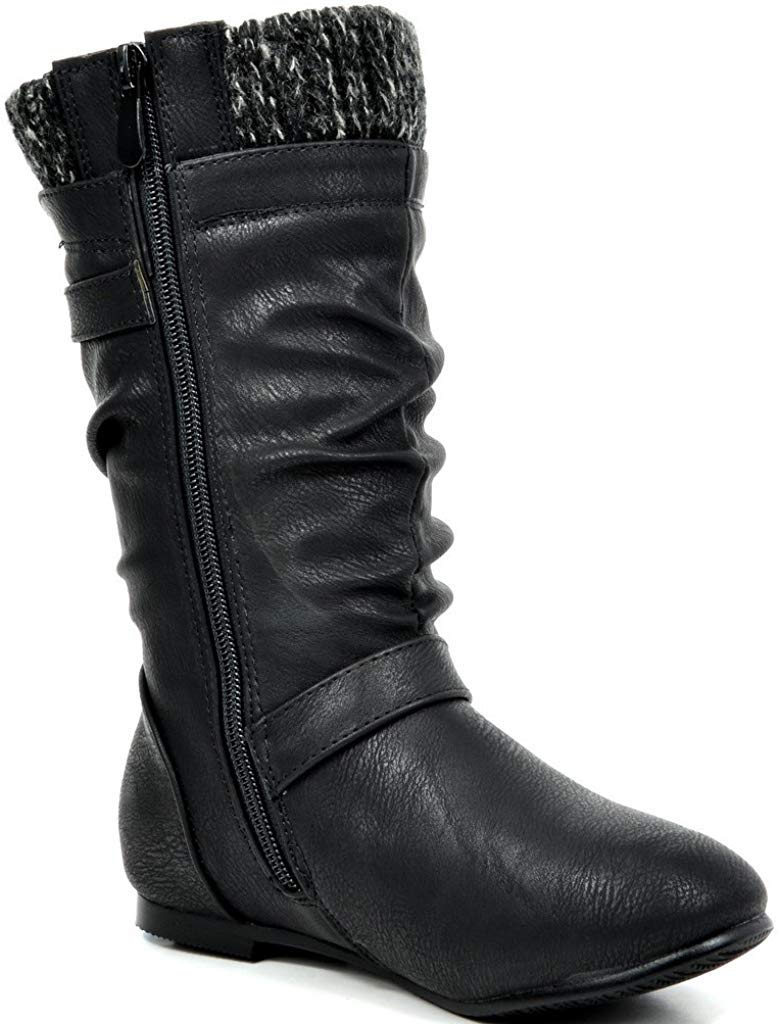 DREAM PAIRS Girls Faux Fur Lined Knee High Winter Riding Boots for Toddler Little Kid Big Kid - Warm Snow Boots for School Outdoor Winter Activities