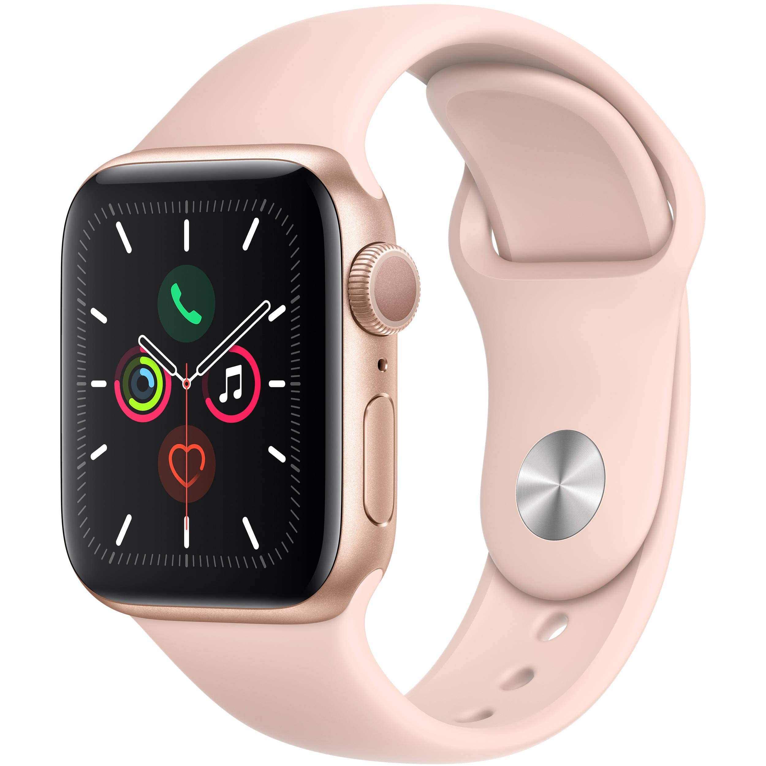 Apple Watch Series 4 GPS 40mm Gold Aluminum Case with Pink Sand Sport Band - Renewed Smartwatch for Women, Fitness Tracking, Heart Rate Monitor & iPhone Compatibility - Perfect for Workouts, Running & Daily Wear
