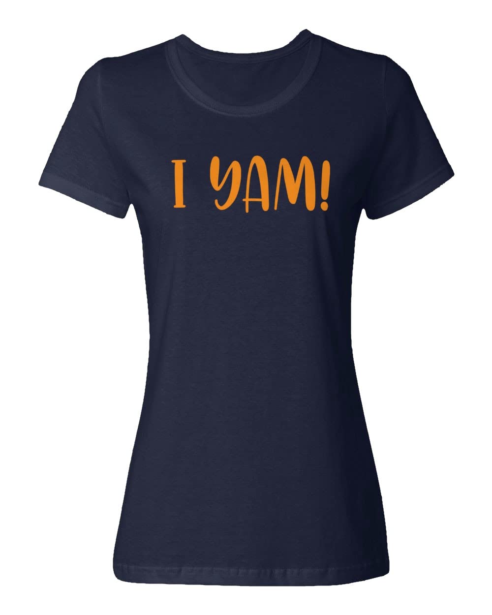 Funny Thanksgiving Sweet Potato T-Shirt for Women - I Yam What I Yam Humor Crewneck Tee (Navy Blue, XX-Large) - Perfect for Thanksgiving Parties, Family Gatherings & Holiday Festivities