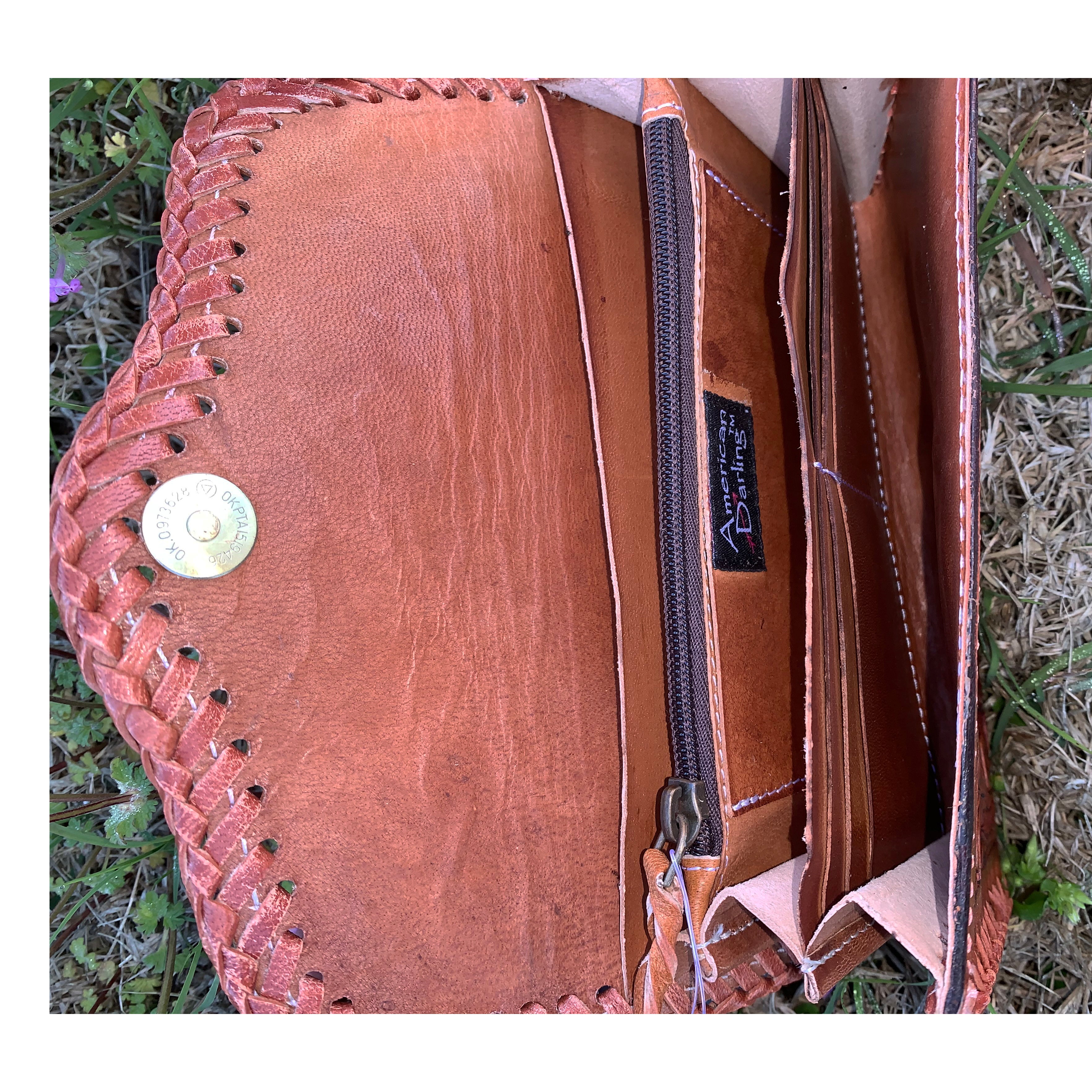 American Darling Genuine Leather Tooled & Laced Wallet for Women - Western Style Bifold Wallet with Card Slots (Perfect for Cowgirl Fashion, Rodeo Events & Everyday Use)