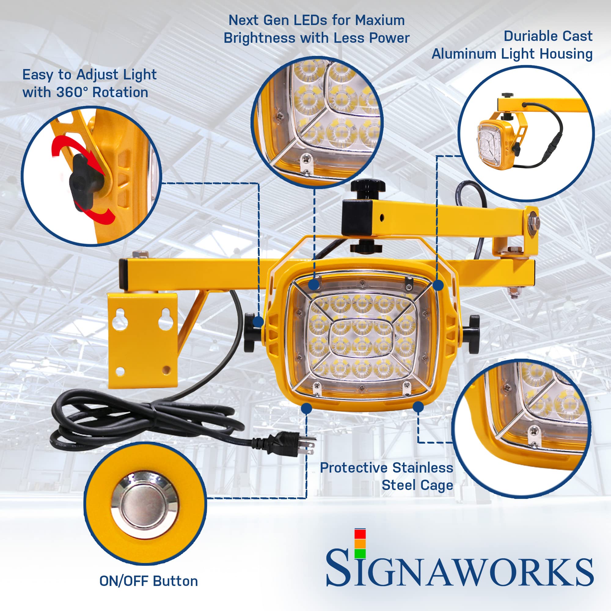 Signaworks 30W LED Loading Dock Light - 4200LM Bright Industrial Light for Trailers & Shipping Containers - Heavy Duty Aluminum Housing & Steel Frame - 5ft Power Cord - ETL Approved - Perfect for Warehouses, Truck Yards & Shipping Docks