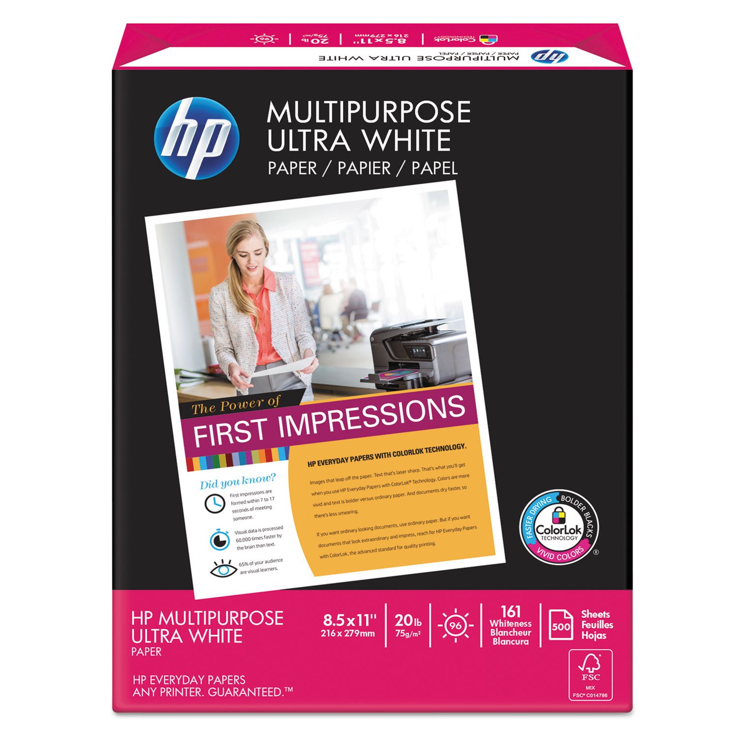 HP 112000CT Premium Multipurpose Copy Paper - 20 lb, 96 Brightness, Letter Size (8.5