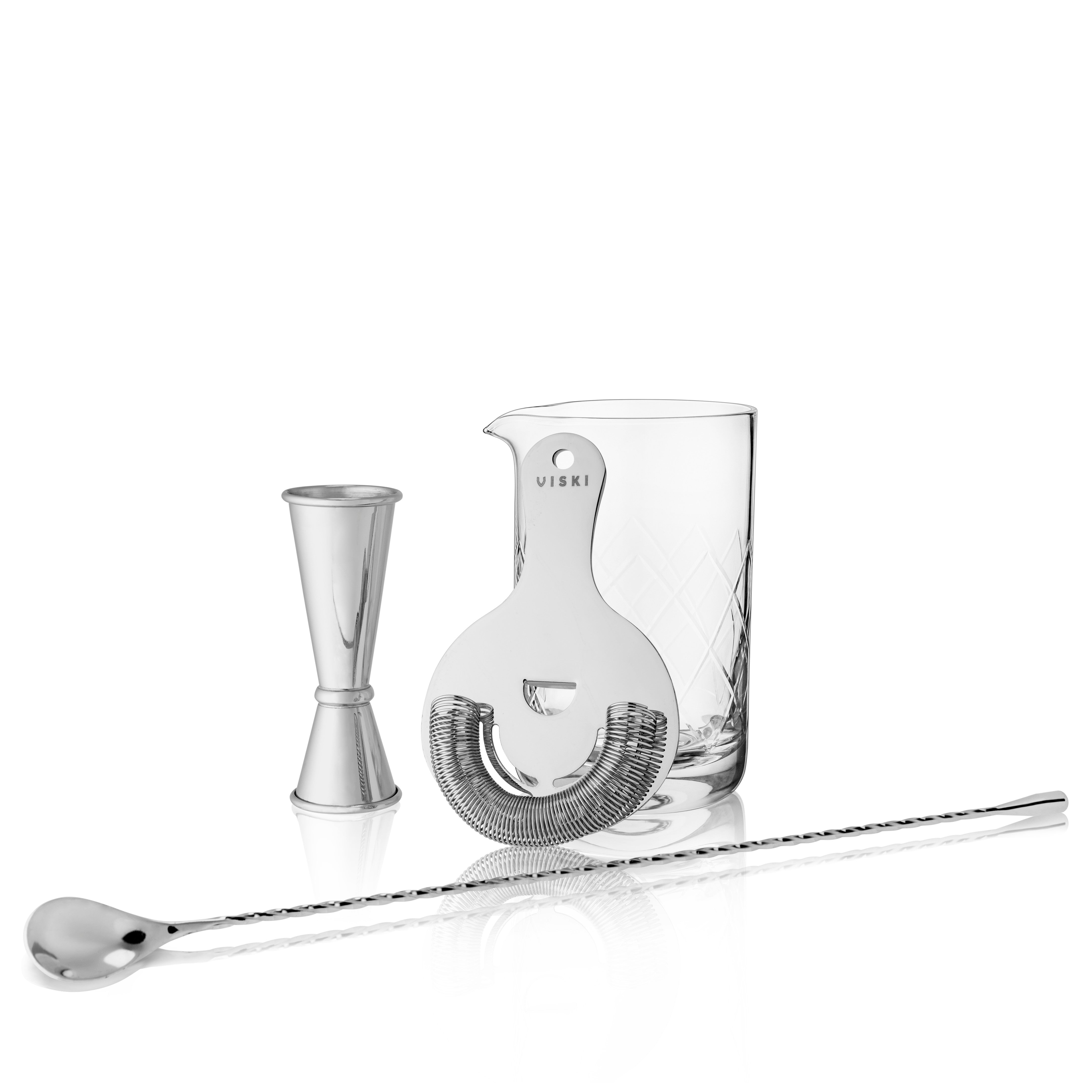 4-Piece Harrison Barware Set - Cocktail Shaker, Jigger, Strainer & Spoon - Perfect for Home Bars, Parties & Mixology Enthusiasts
