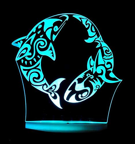 3D Dolphin Night Light LED Touch Lamp - 7 Color Changing Table Desk Decor for Kids Room, Nursery, Birthday Gift | Optical Illusion Lamp for Christmas, Home Decor & Relaxing Mood Lighting