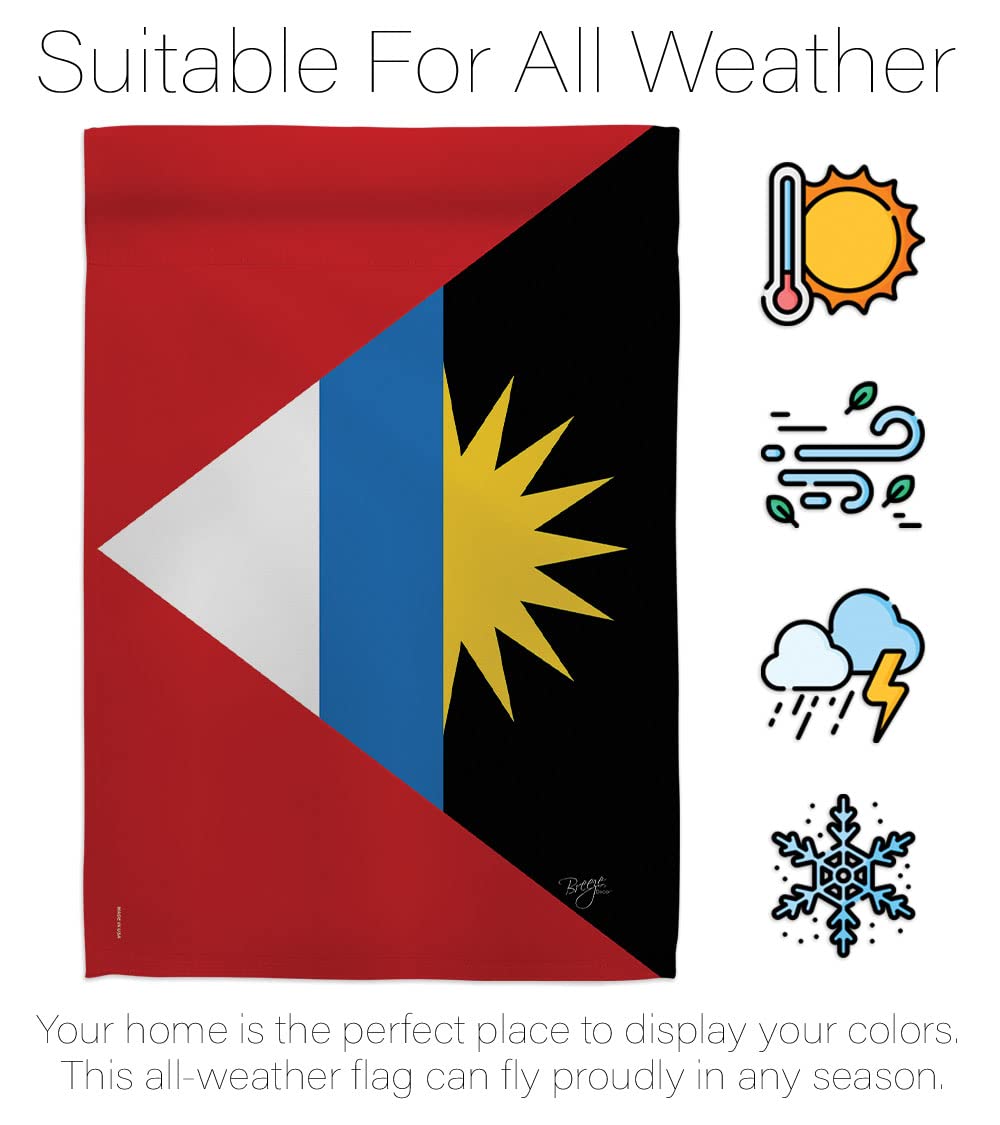 Antigua & Barbuda Flag Set 28x40in w/Pole - Home & Garden Decor