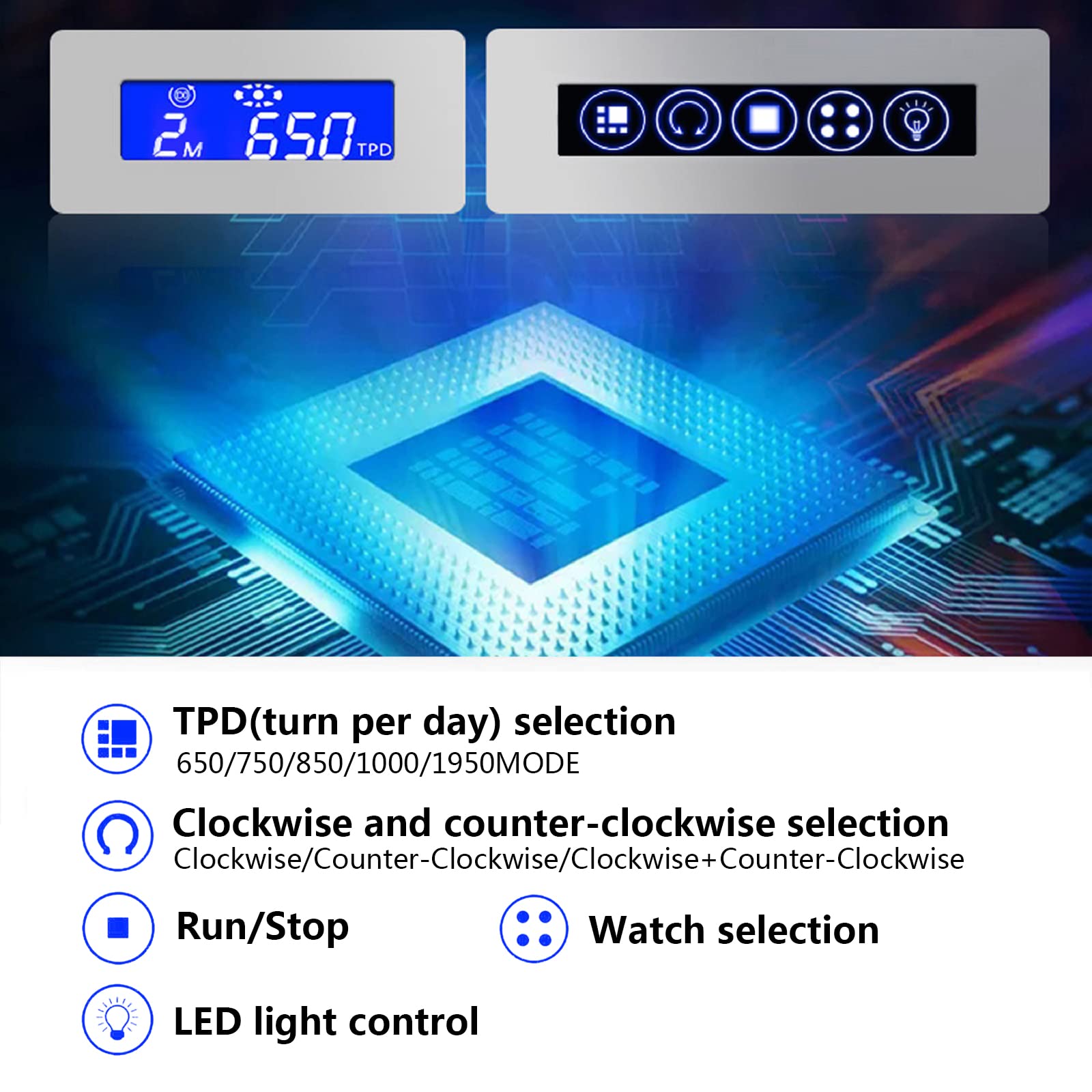 6/12 Slot Automatic Watch Winder with Fingerprint Unlock - Ultra Quiet Japanese Motor, LED Light & LCD Touchscreen - Perfect for Rolex, Omega Luxury Watch Collection & Nightstand Storage