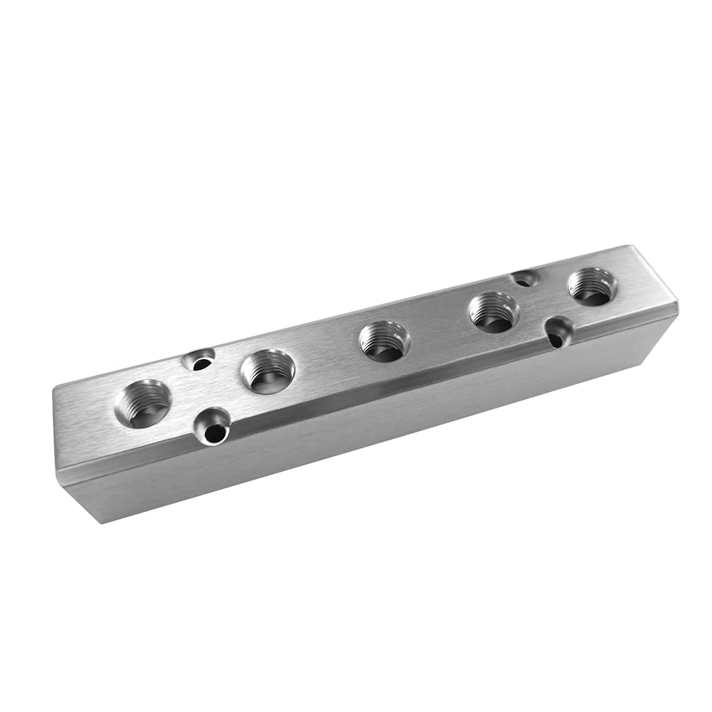Beduan 5-Way 7-Port Aluminum Air Manifold Block - 1/2