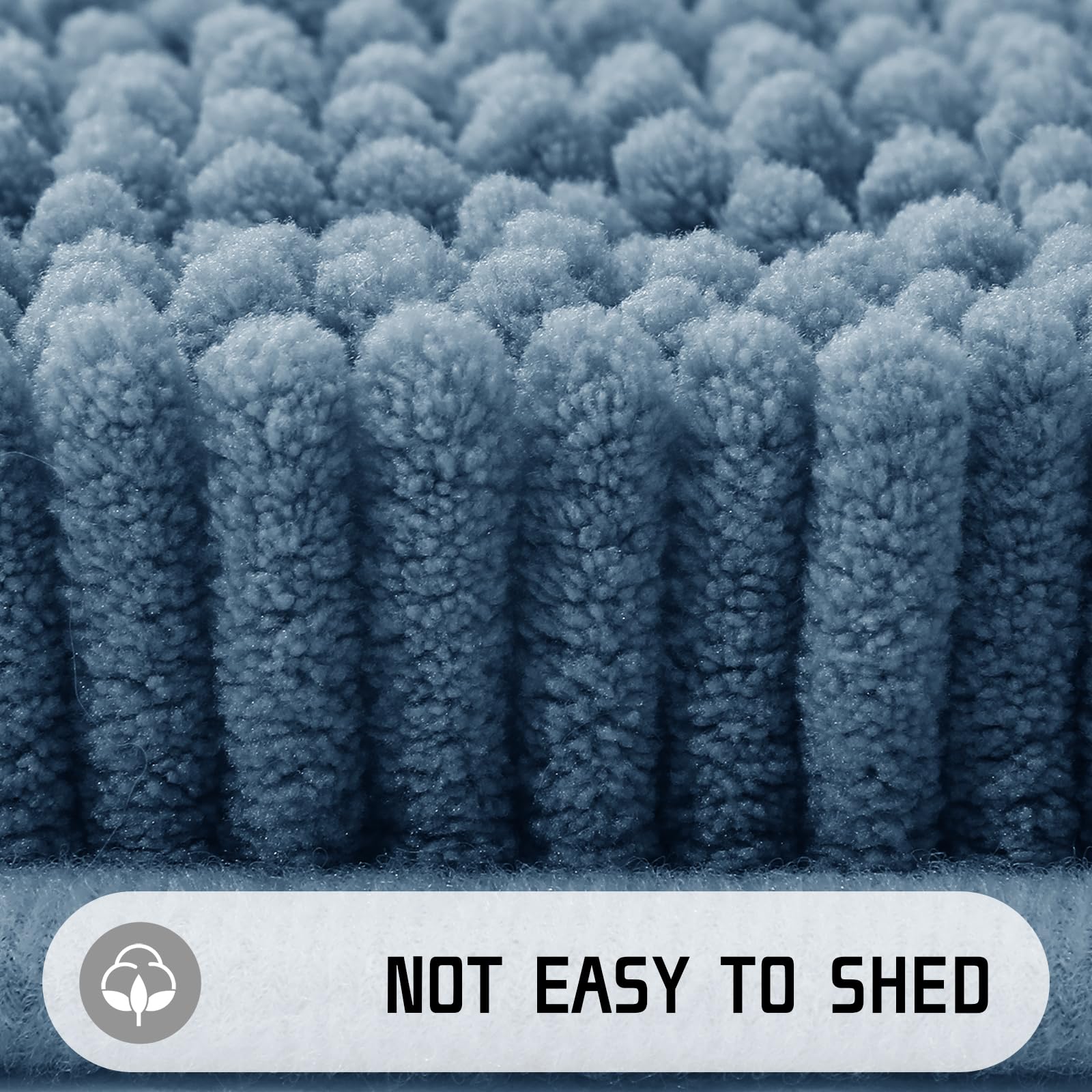 Yimobra Luxury Chenille Shaggy Bathroom Rug Mat - 32''x20'' Extra Soft Thick Absorbent Non-Slip Bath Mat for Bathroom Floor, Tub & Shower - Machine Washable Denim Blue - Perfect for Spa-Like Bathroom Decor & Cozy Home Comfort