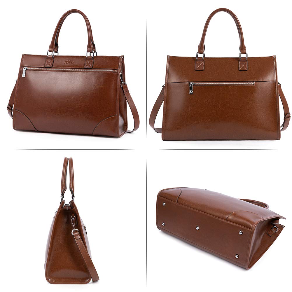 CLUCI Genuine Leather Briefcase for Women - 15.6 Inch Laptop Business Bag, Professional Work Tote Handbag for Office, Commuting & Business Travel