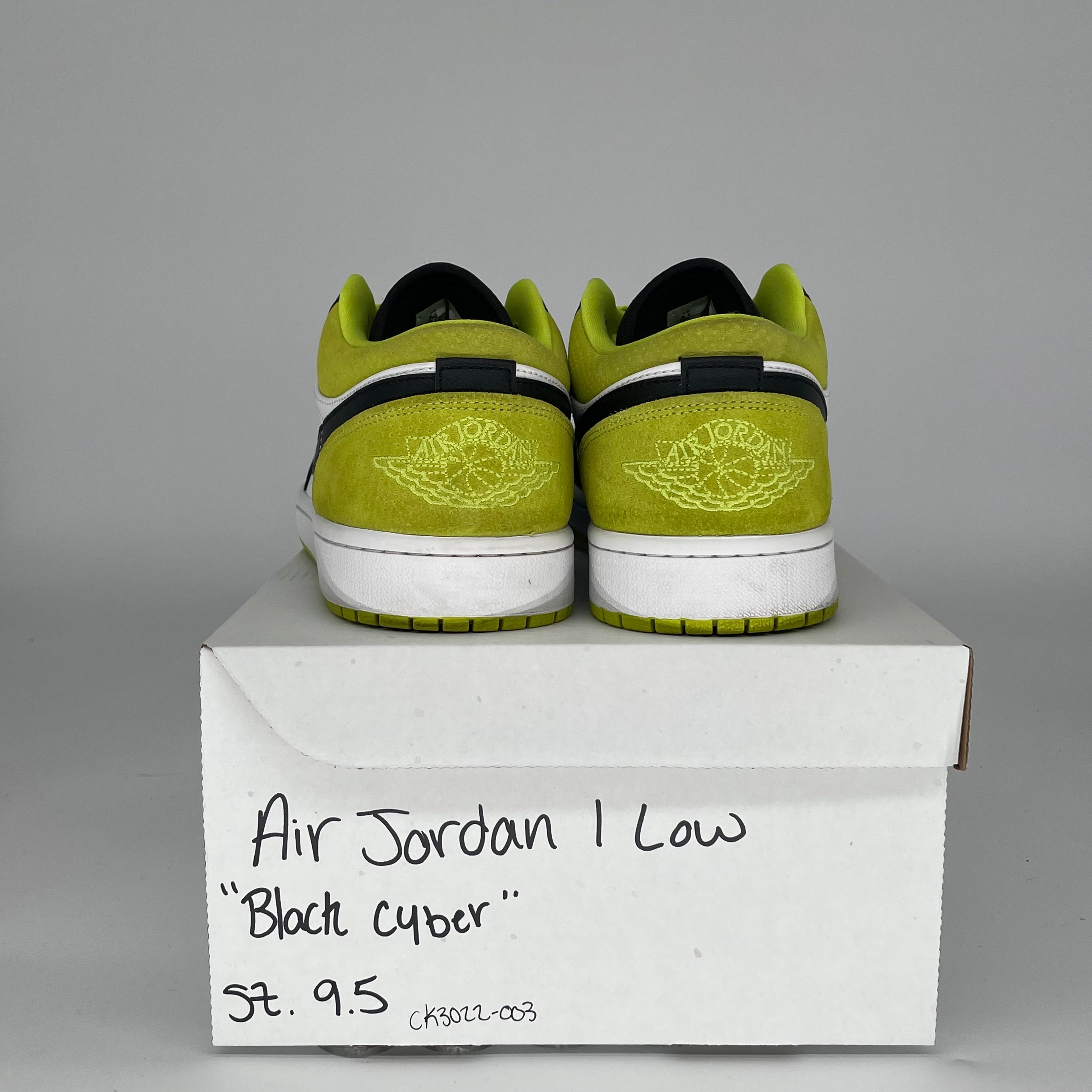 AIR JORDAN 1 LOW Black Cyber Men's Sneakers - Size 9.5 (CK3022-003) | Retro Basketball Shoes for Streetwear & Casual Outfits