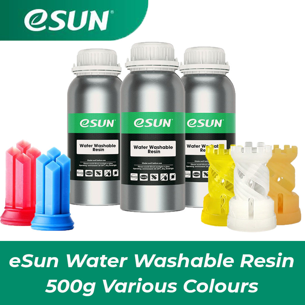 ESUN Water Washable Resin 500g for LCD 3D Printing - High Precision, Low Odor, Multiple Color Options - Perfect for Miniatures, Jewelry & Dental Models