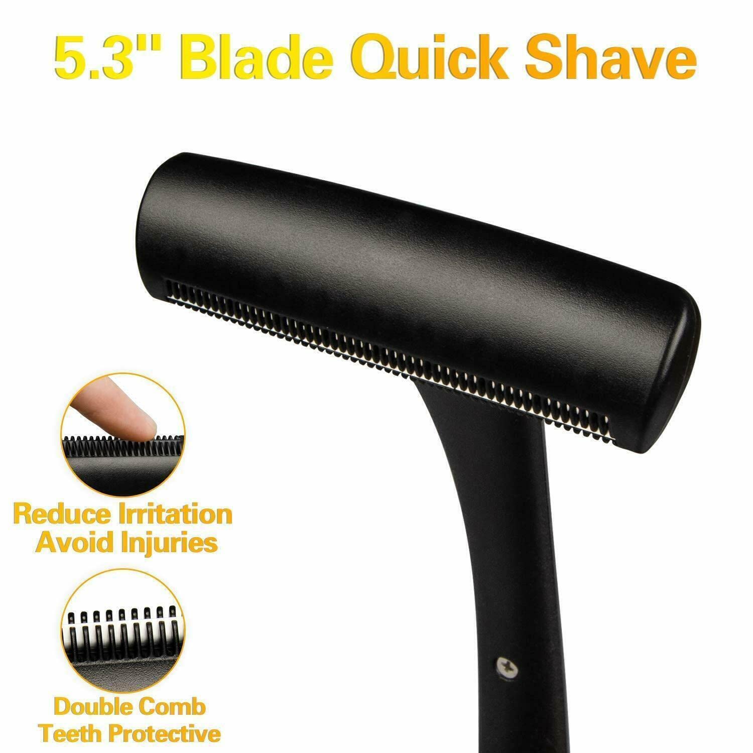 Men's Back Shaver - DIY Body Hair Remover with Curved Head & Long Handle, Replaceable Razors (25¢ Each) - Quick & Easy Back Hair Removal for Smooth Skin - Perfect for Home Use, Travel & Grooming Kits