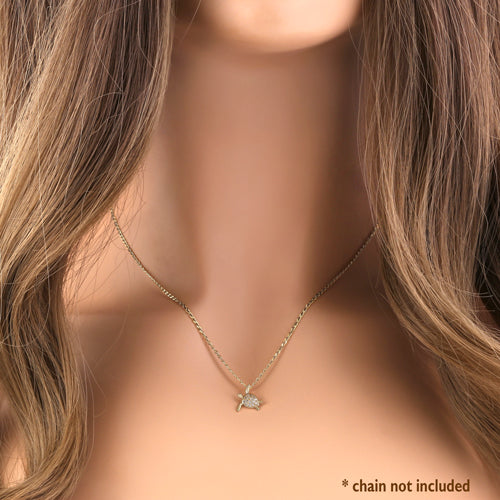 14K Solid Yellow Gold Sea Turtle CZ Pendant Necklace - Elegant Ocean-Themed Jewelry Gift for Women, Perfect for Beach Vacations & Summer Outfits