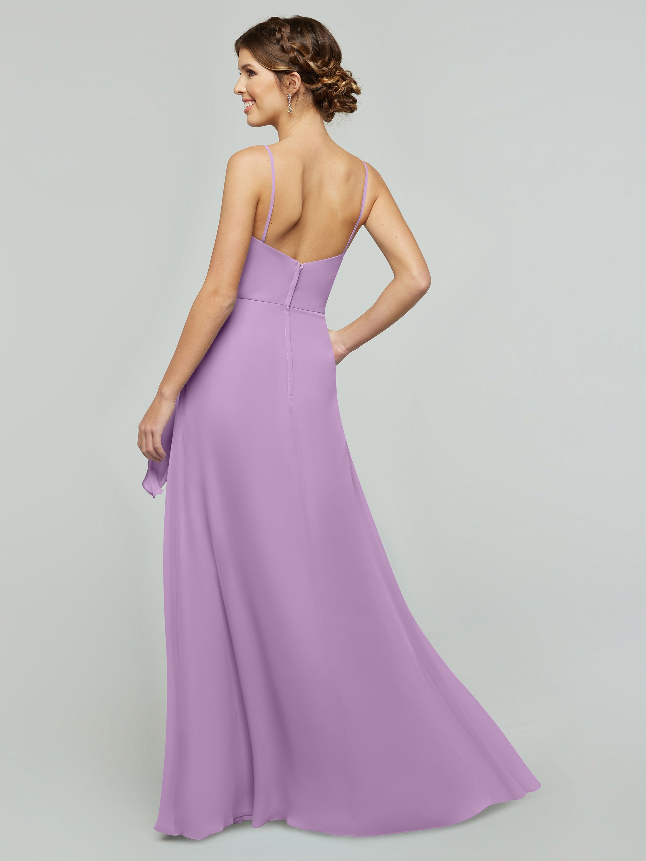 Elegant 80182 Chiffon A-Line Bridesmaid Dress with V-Neck & Spaghetti Straps - Perfect for Weddings, Prom, Formal Events & Special Occasions