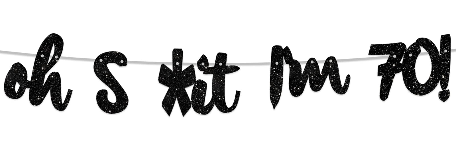 Glitter Black 'Oh I'm 70!' Birthday Banner Backdrop - Cheers to 70 Years Decor for Men & Women - Perfect for 70th Birthday Party, Photo Studio Props, and Celebration Decorations - Great for Milestone Birthdays, Retirement Parties & Family Gatherings