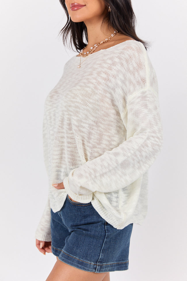 Ivory Sweater for Women - Soft & Cozy Knit Pullover - Perfect for Fall & Winter Outfits - Sunset Key Collection