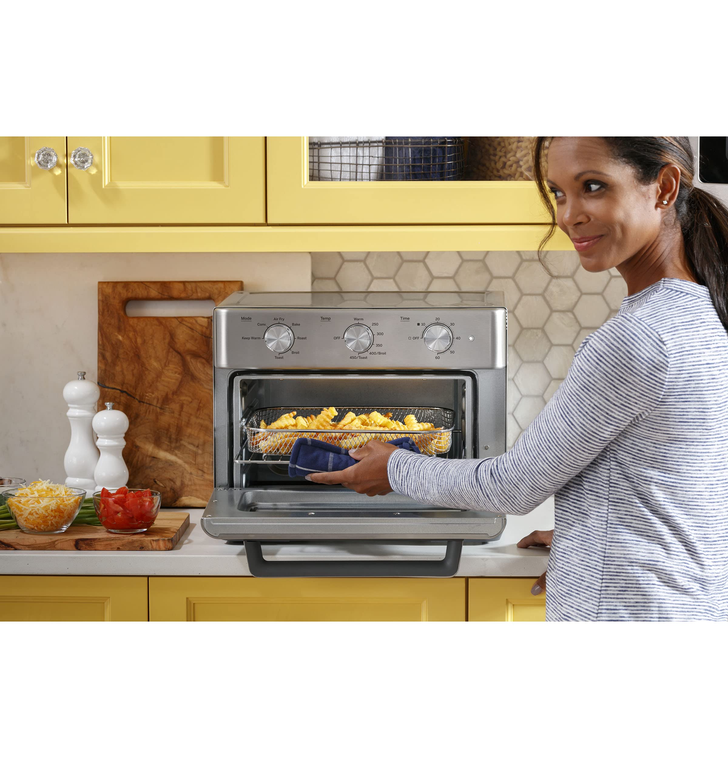 GE 7-in-1 Mechanical Air Fryer Toaster Oven with Accessories | Large Countertop Convection Oven for 12