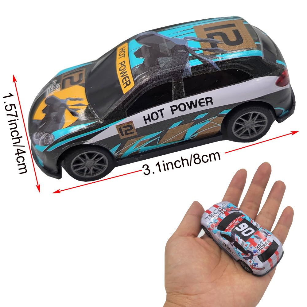 4 Pack Pull Back Racing Cars - 3 Inch Die Cast Metal Friction Powered Toy Cars for Kids & Toddlers - Fun Race Car Toys for Indoor Play, Birthday Gifts & Party Favors