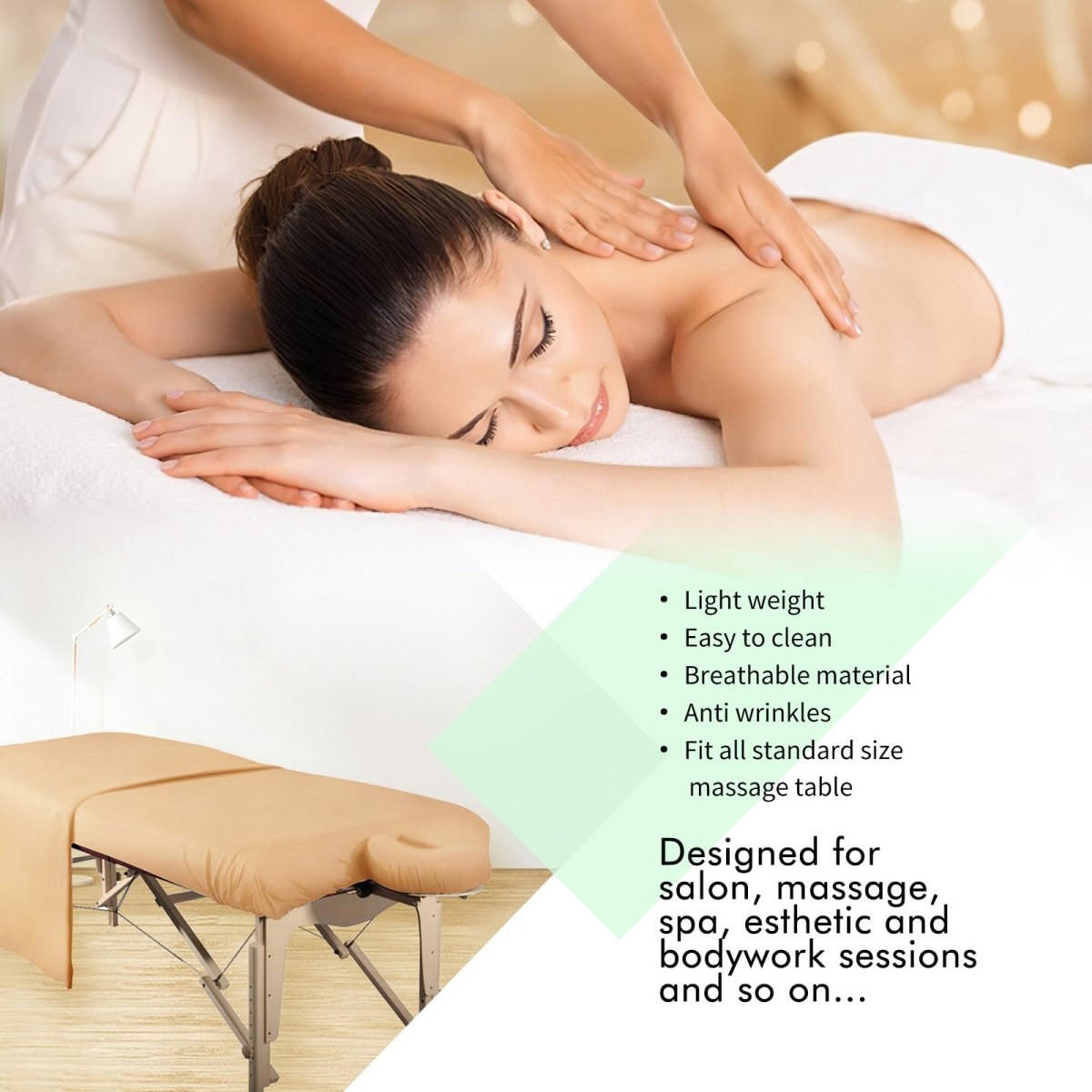 Premium Poly-Cotton Blend 3-Piece Massage Table Sheet Set - Soft, Durable & Hypoallergenic for Spa, Salon & Professional Massage Therapy