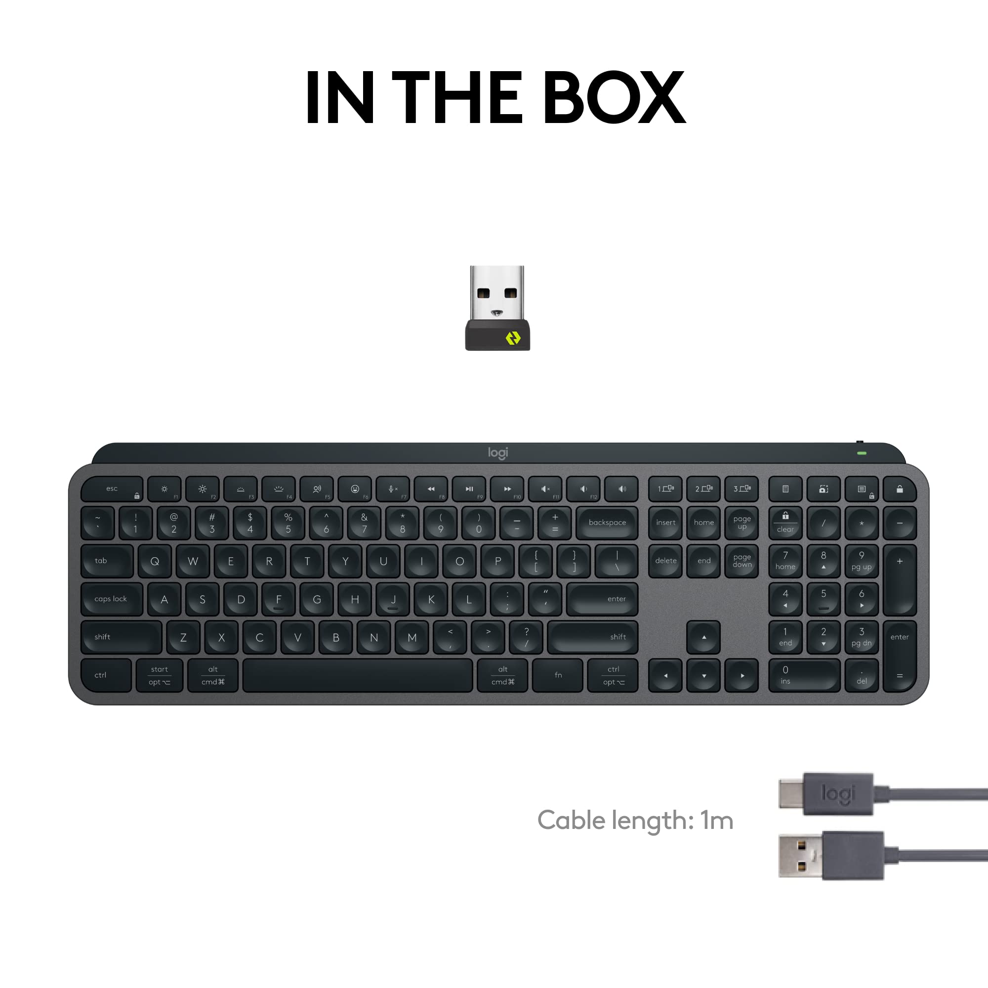 Logitech MX Keys S Wireless Keyboard - Low Profile, Quiet Typing, Backlit, Bluetooth, USB-C Rechargeable for Windows, Mac, Linux, Chrome (Graphite) | Perfect for Home Office, Gaming & Productivity